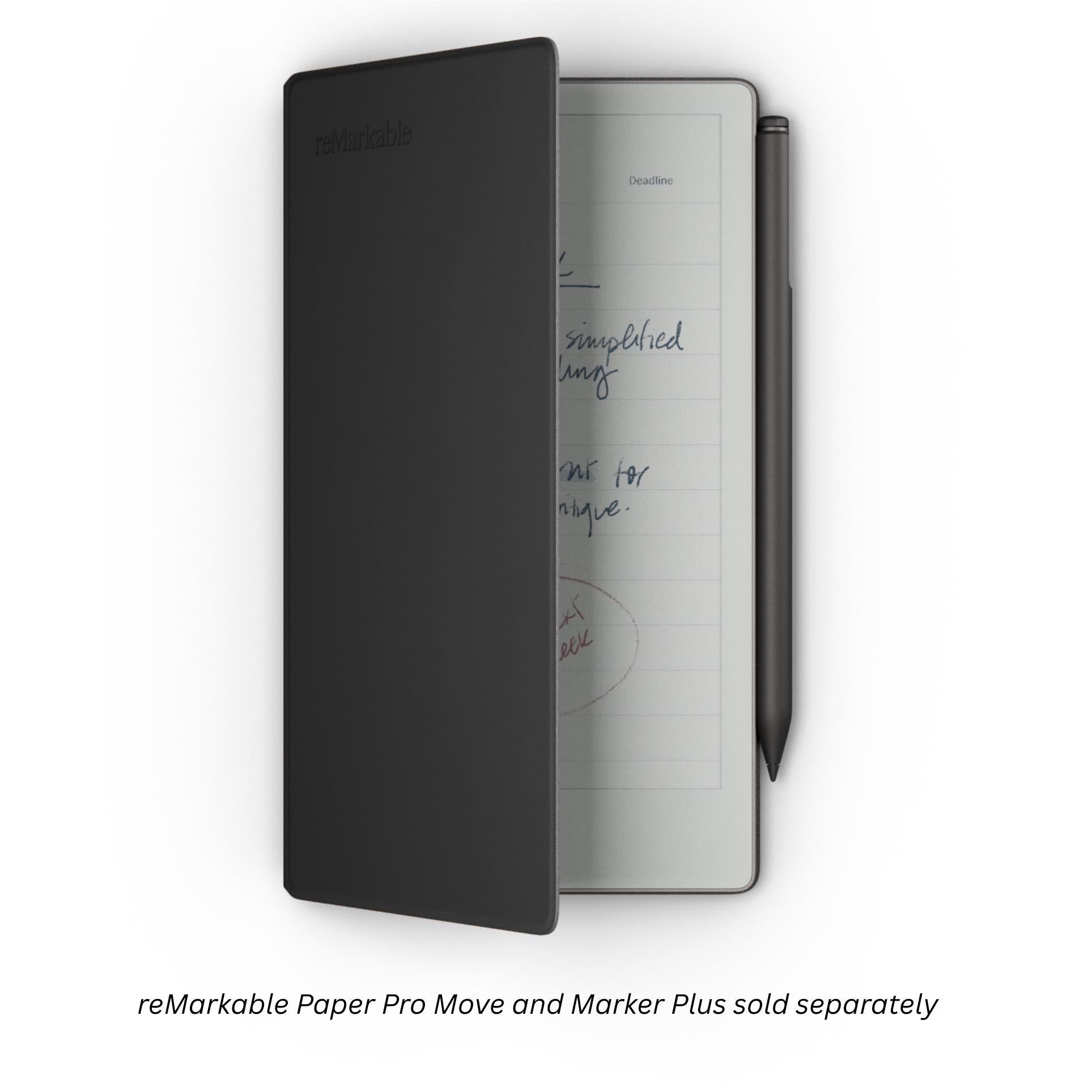 reMarkable Premium Leather Book Folio for reMarkable Paper Pro Move (Black)