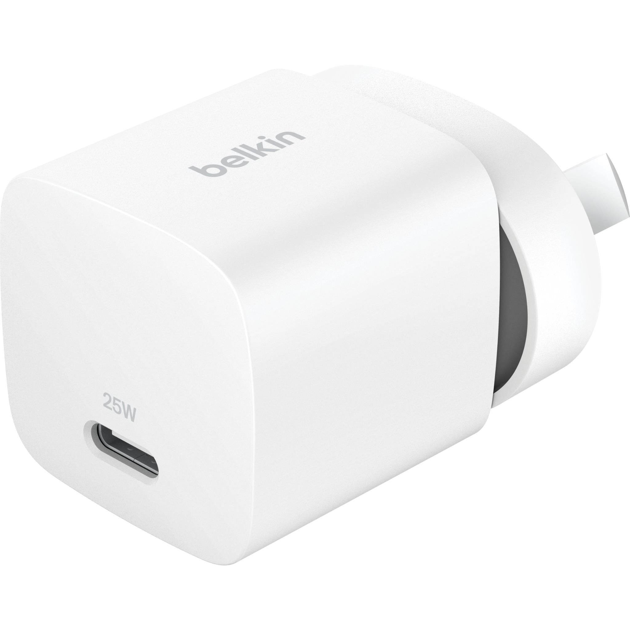 Belkin BoostCharge Compact USB-C Wall Charger 25W with USB-C Cable (White)