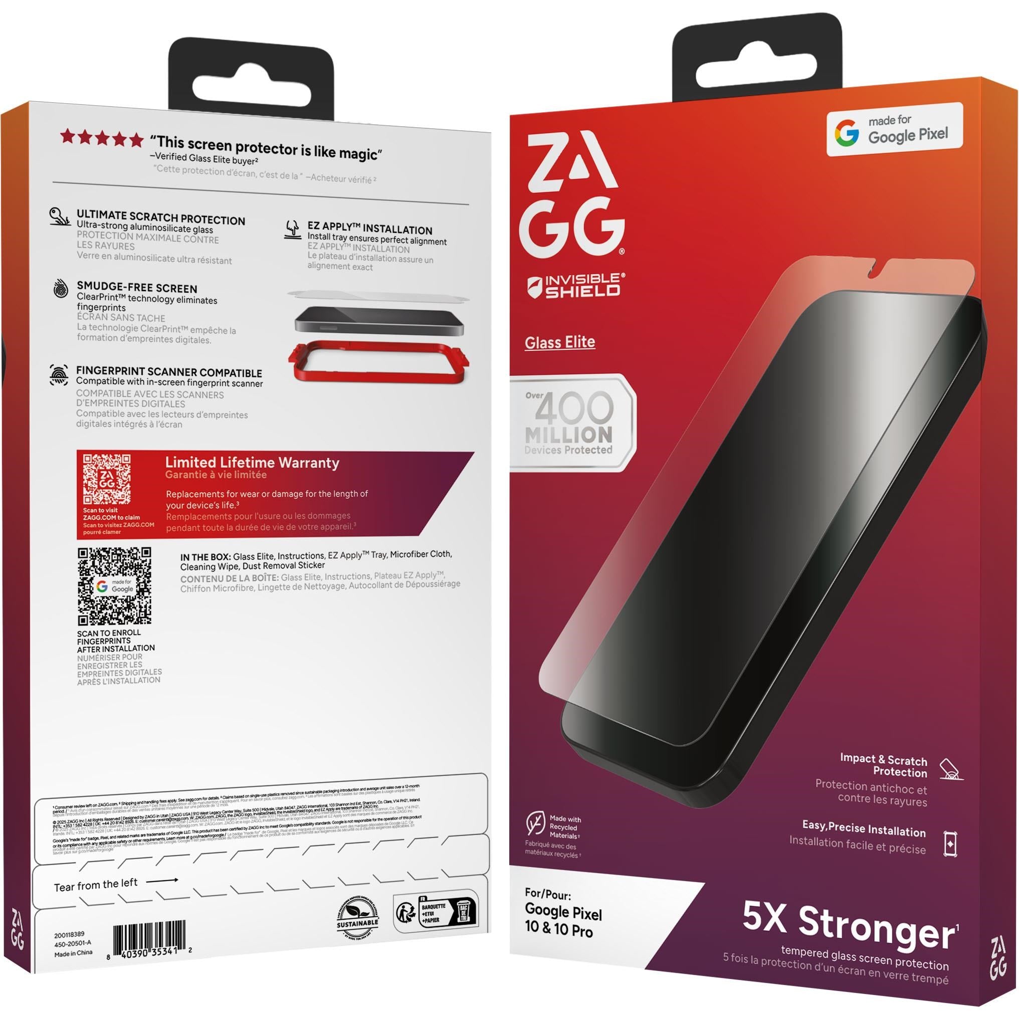 ZAGG InvisibleShield Glass Elite Screen Protector for Google Pixel 10/10 Pro