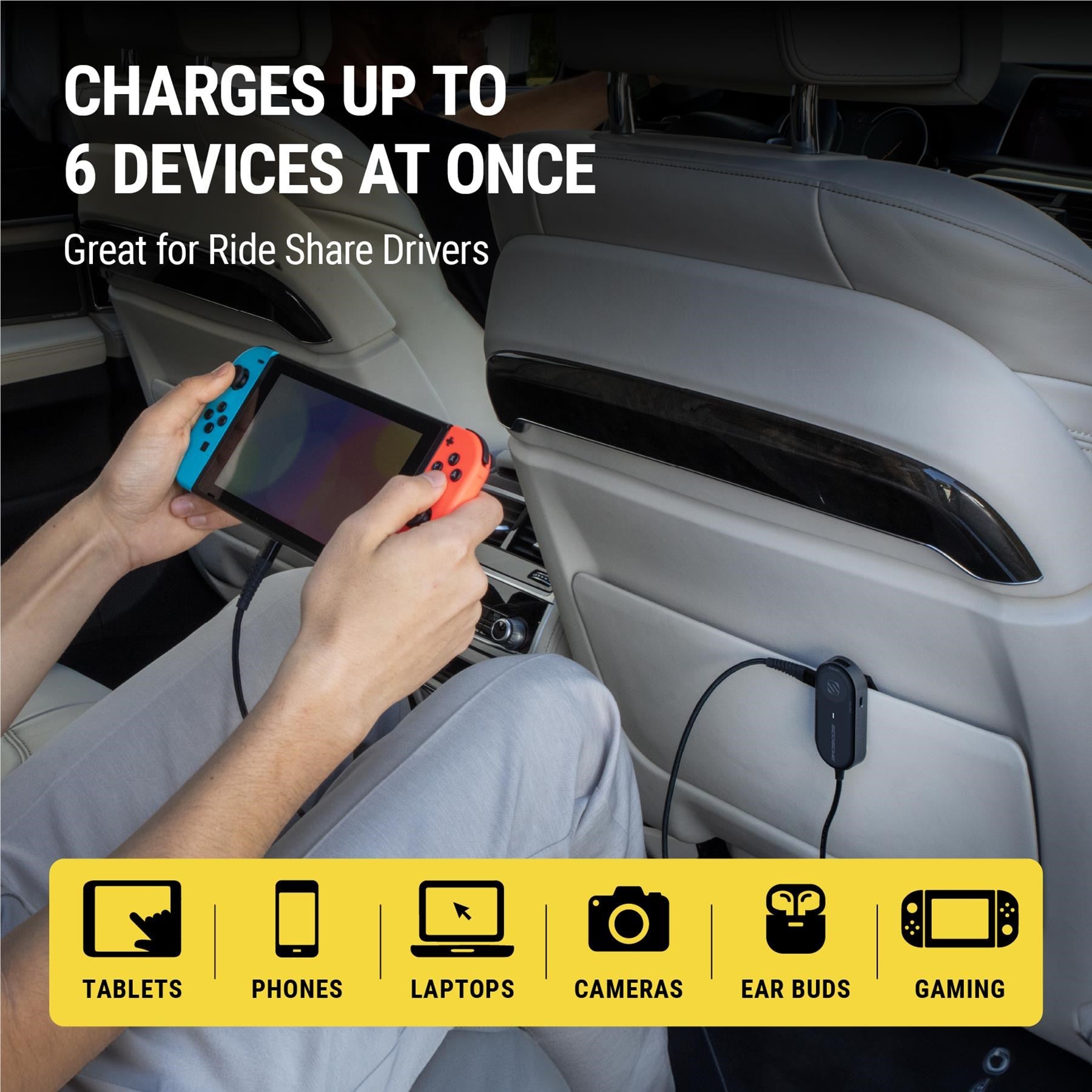 Scosche 100W Multi Travel 6 Port Car Charger