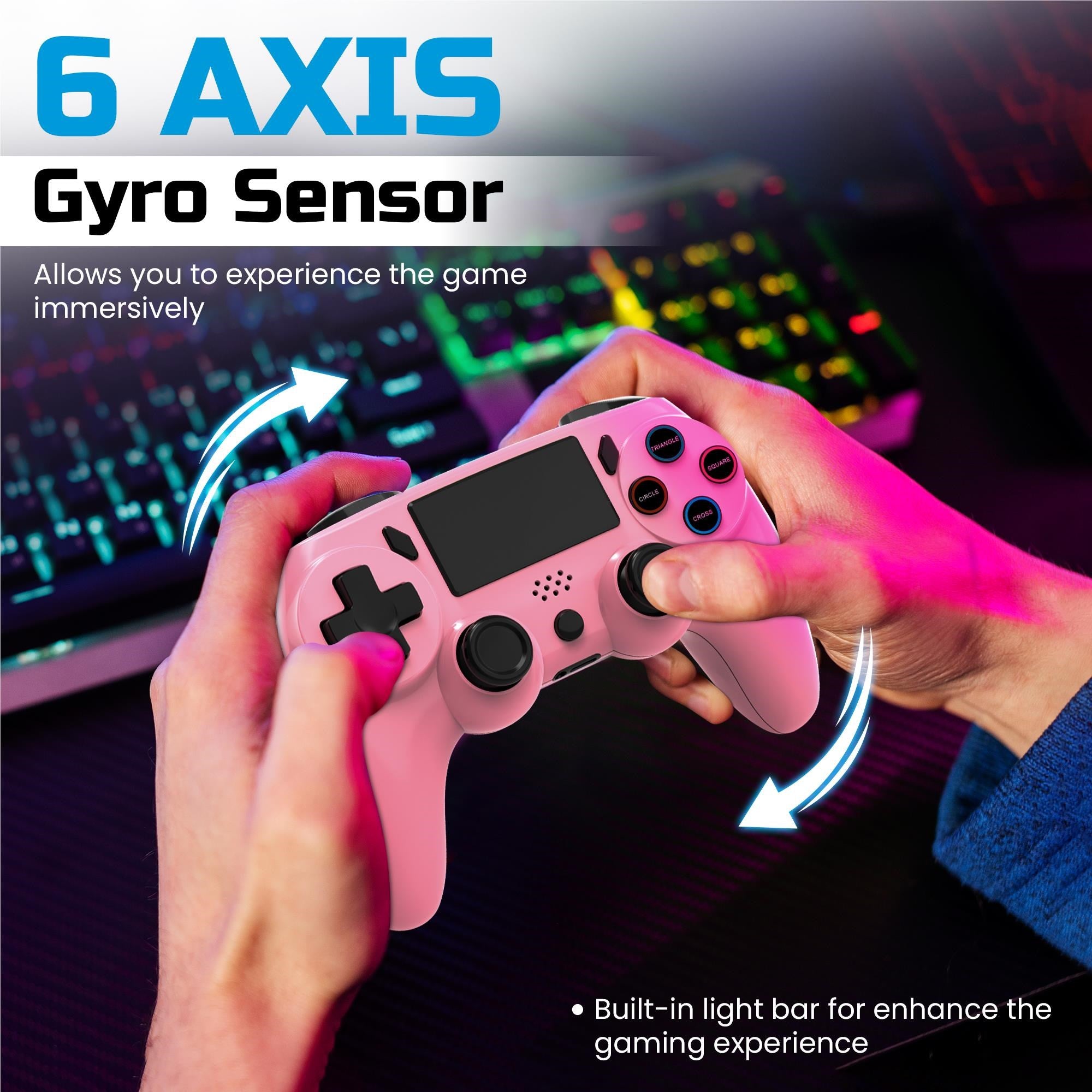 Playmax Wireless Controller for PS4 / PC (Pink)