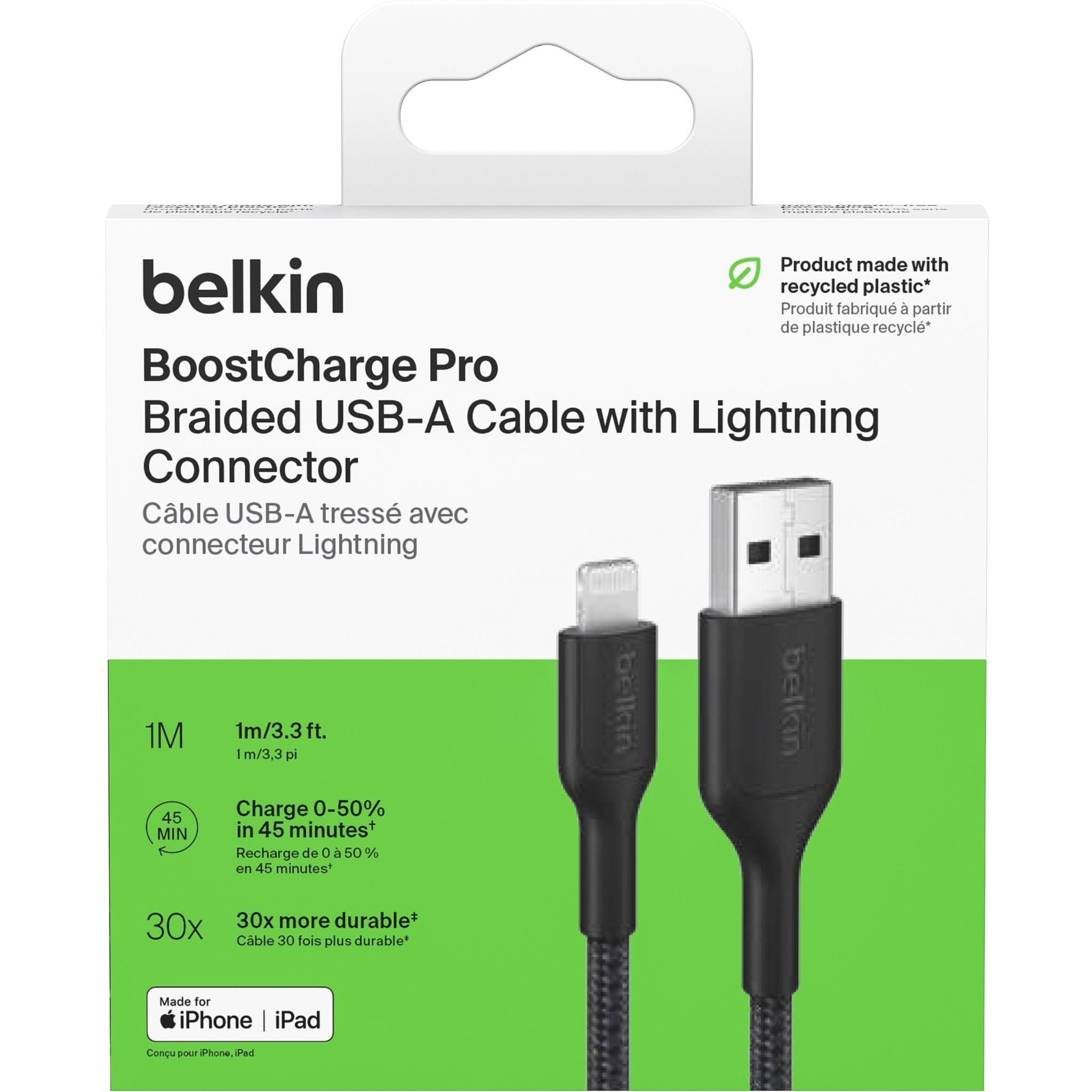 Belkin BoostCharge Braided USB-A to Lightning Cable 1m (Black)