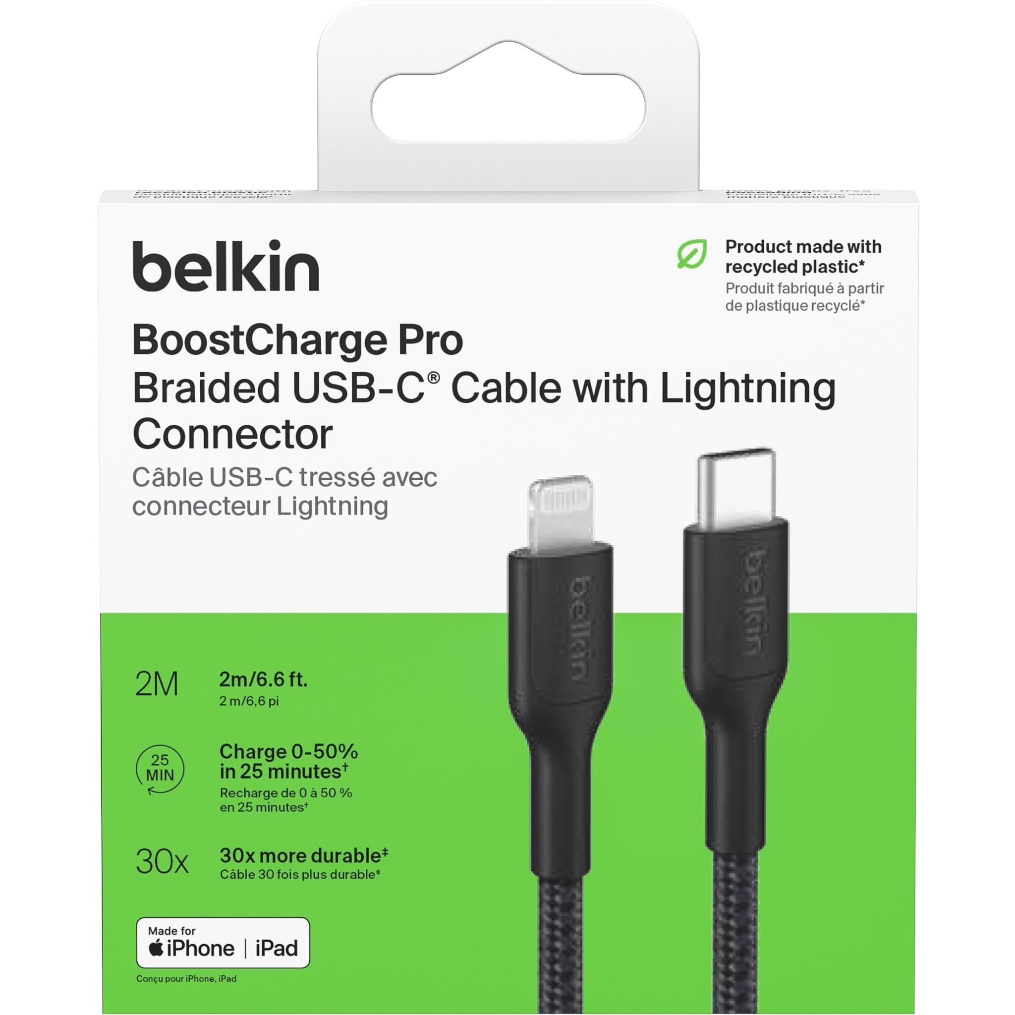 Belkin BoostCharge Braided USB-C to Lightning Cable 2m (Black)