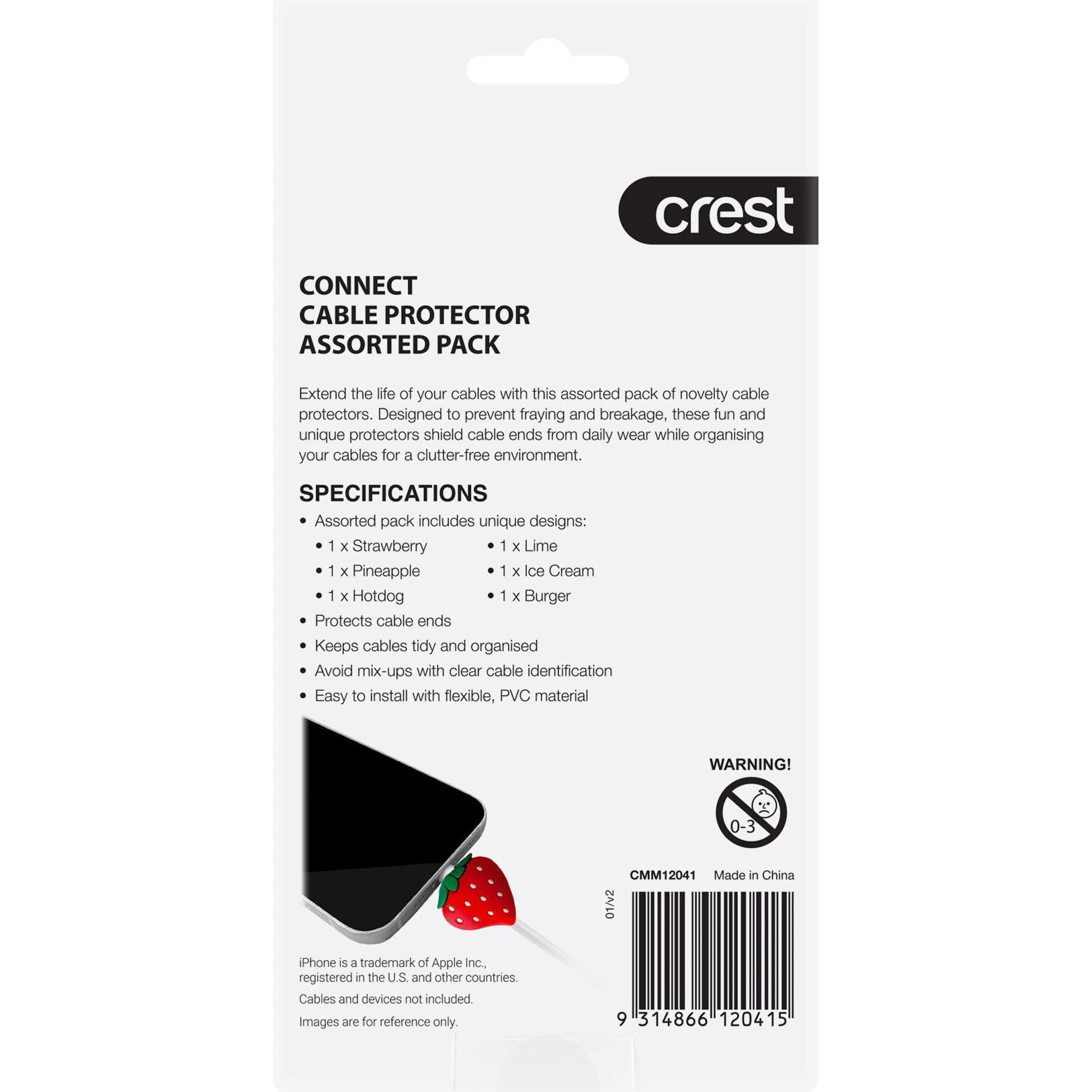 Crest Cable Protectors Novelty Food (Assorted 6pc)