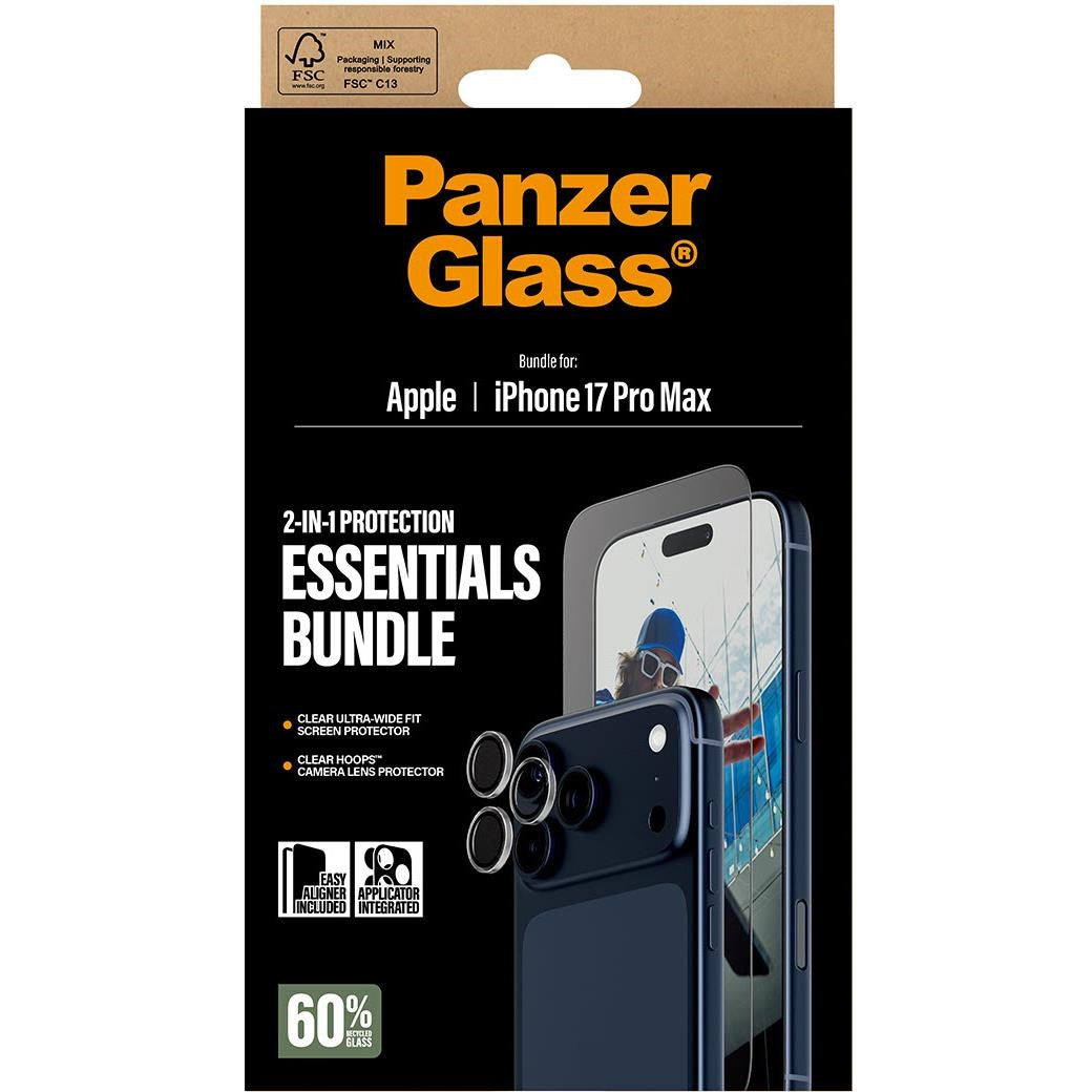 PanzerGlass 2-in-1 Bundle UWF Screen Protector + Hoops for iPhone 17 Pro Max