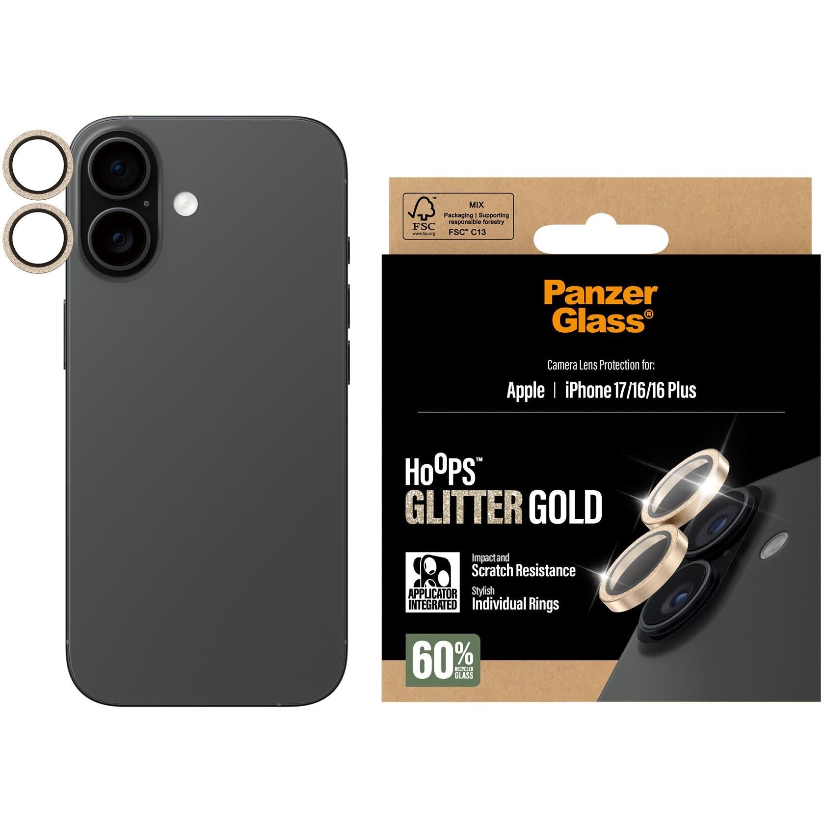 PanzerGlass Hoops Lens Protector for iPhone 17 (Glitter Gold)
