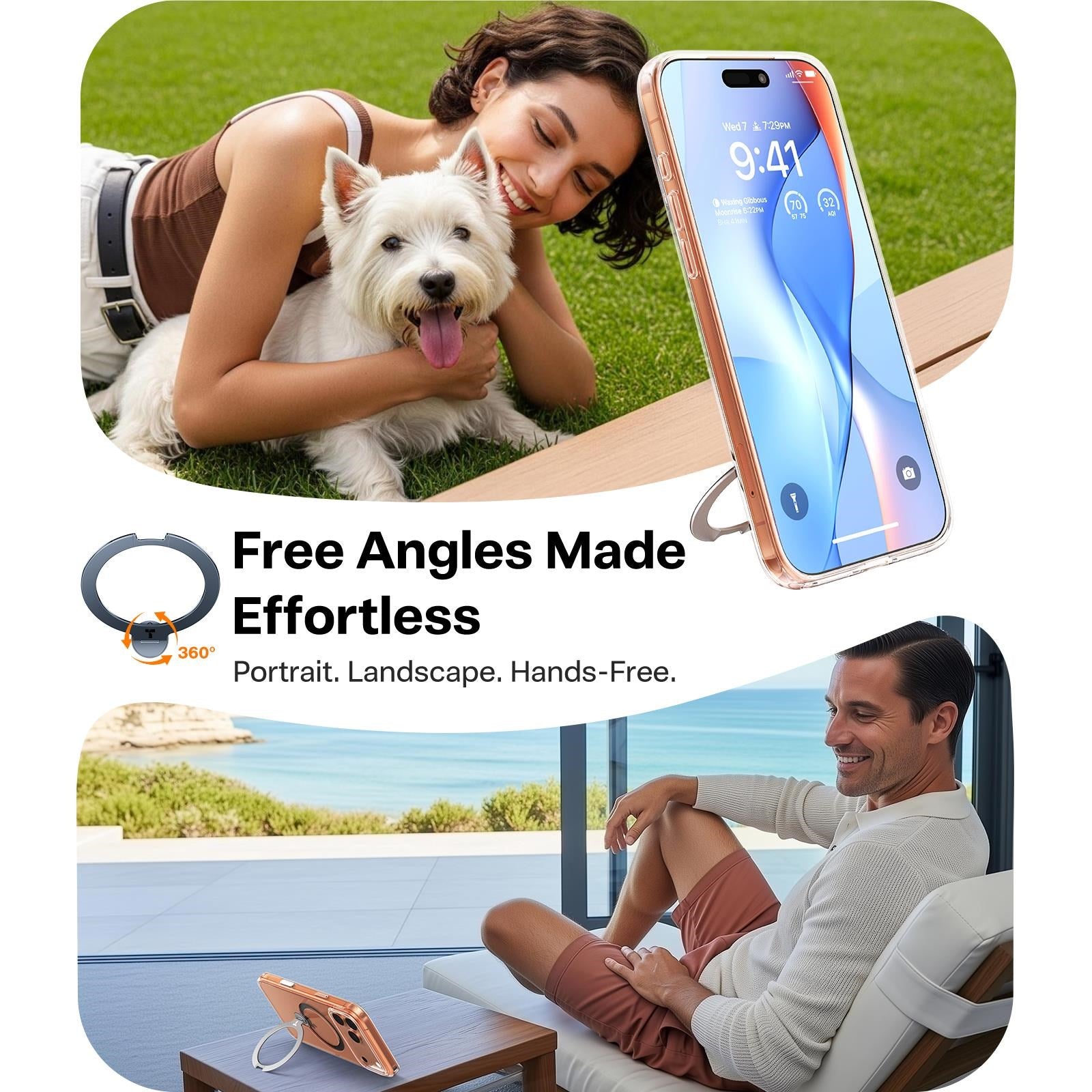 Torras Ostand Spin Case for iPhone 17 Pro (Clear)