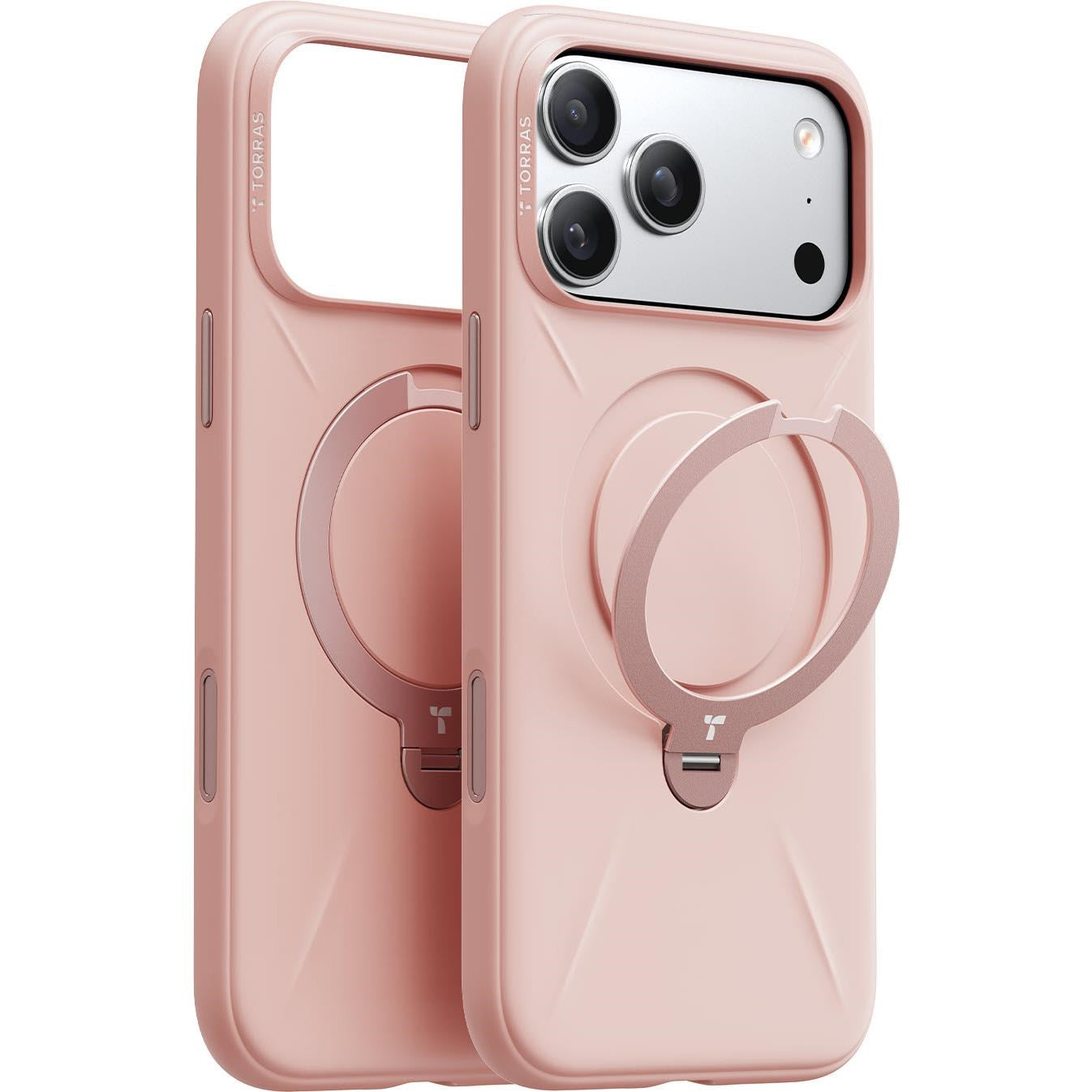Torras Ostand Spin Silicone Case for iPhone 17 Pro Max (Blush Pink)