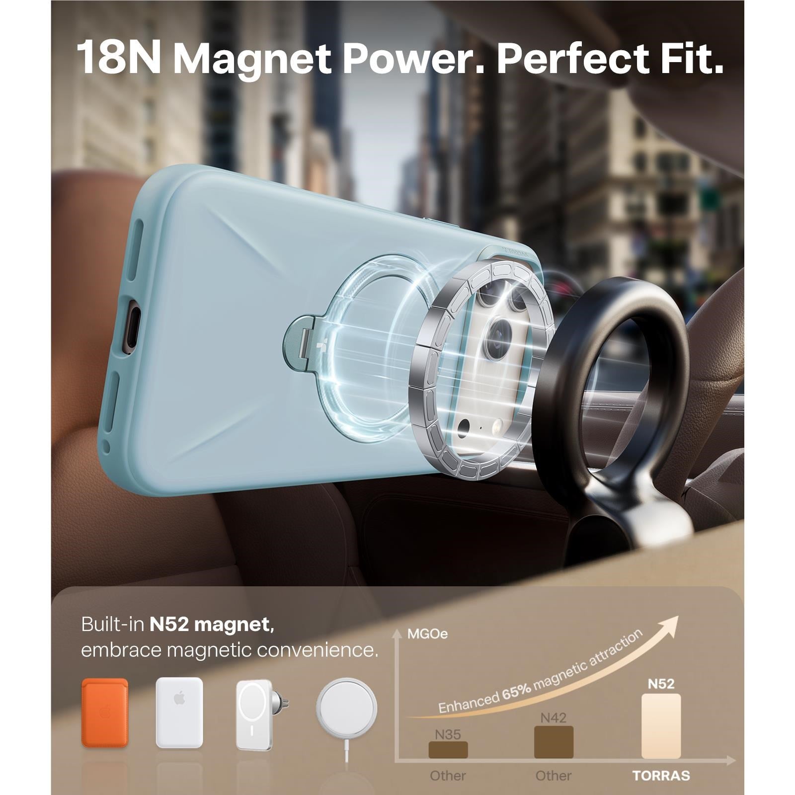 Torras Ostand Spin Silicone Case for iPhone 17 Pro Max (Baby Blue)