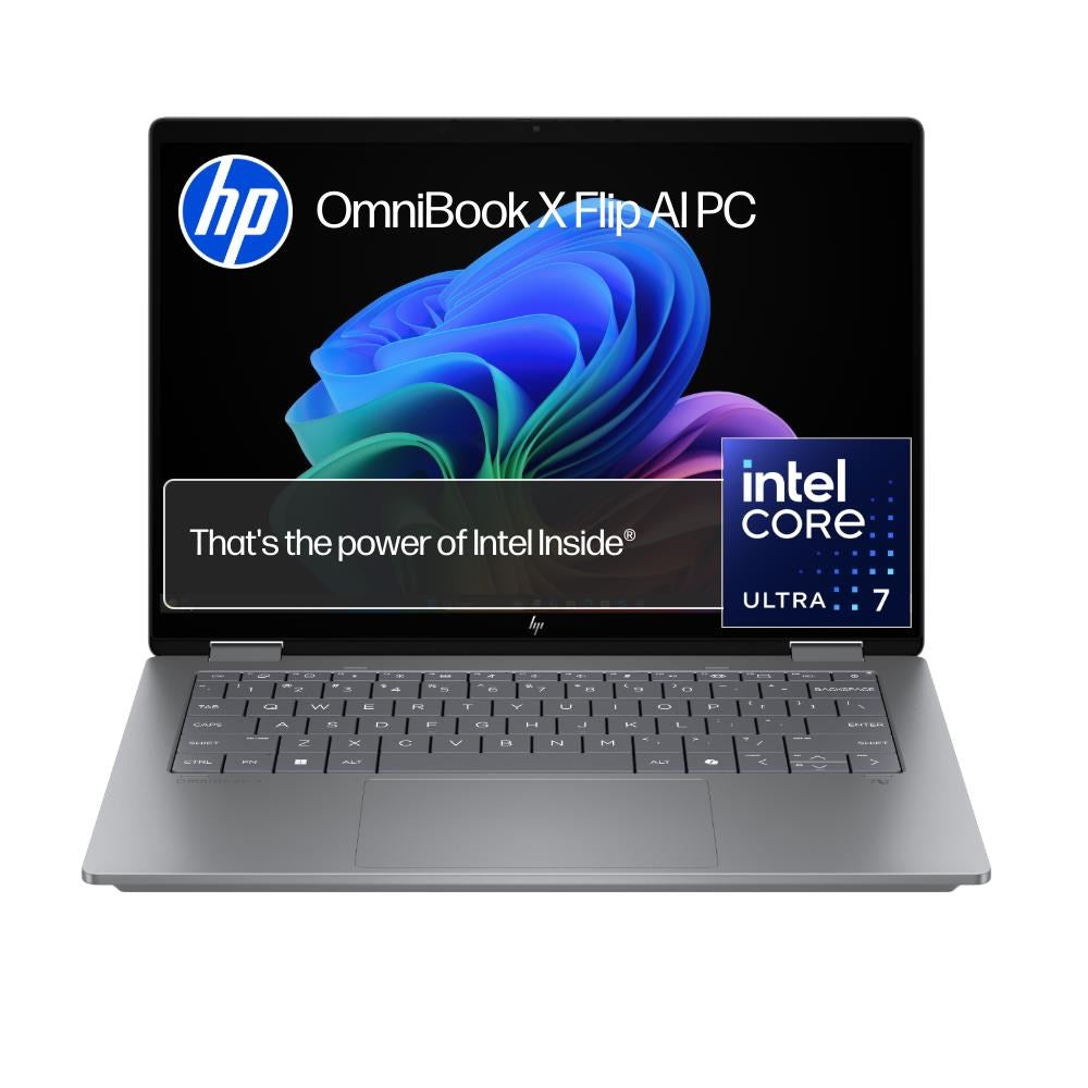 HP OmniBook X Flip 14' WUXGA 2-in-1 AI OLED Copilot+ AI PC Laptop (Intel Core Ultra 7-258V)[512GB/Silver]