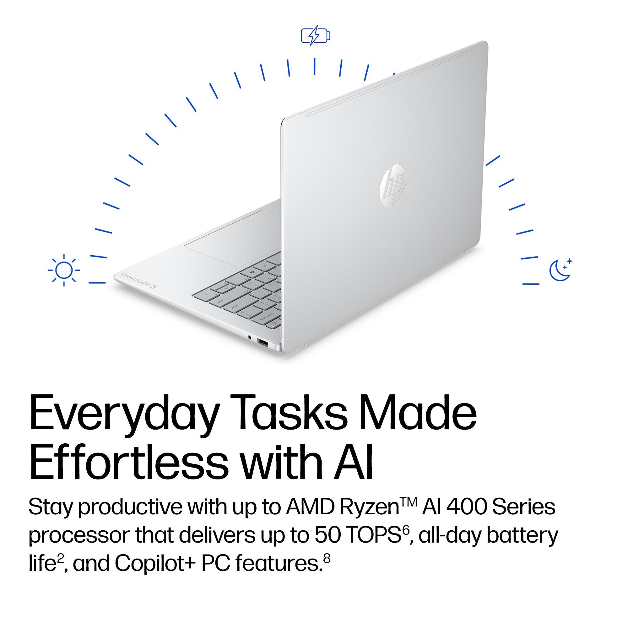 HP OmniBook 3 14" WUXGA AI PC Laptop (Ryzen AI 7)[512GB]