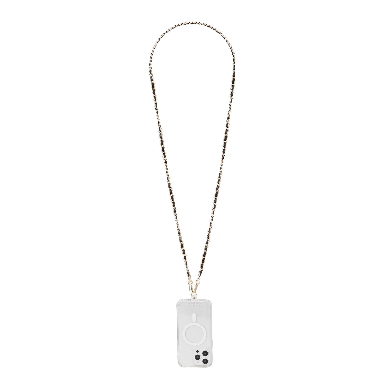 Case-Mate Crossbody Phone Strap (Gold Chain/Black Leather)