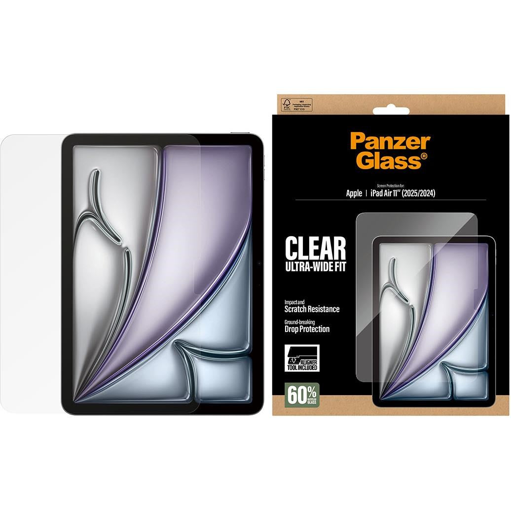 PanzerGlass Ultra-Wide Fit Screen Protector with Fast Fit Tool for iPad Air 11' M4/M3/M2