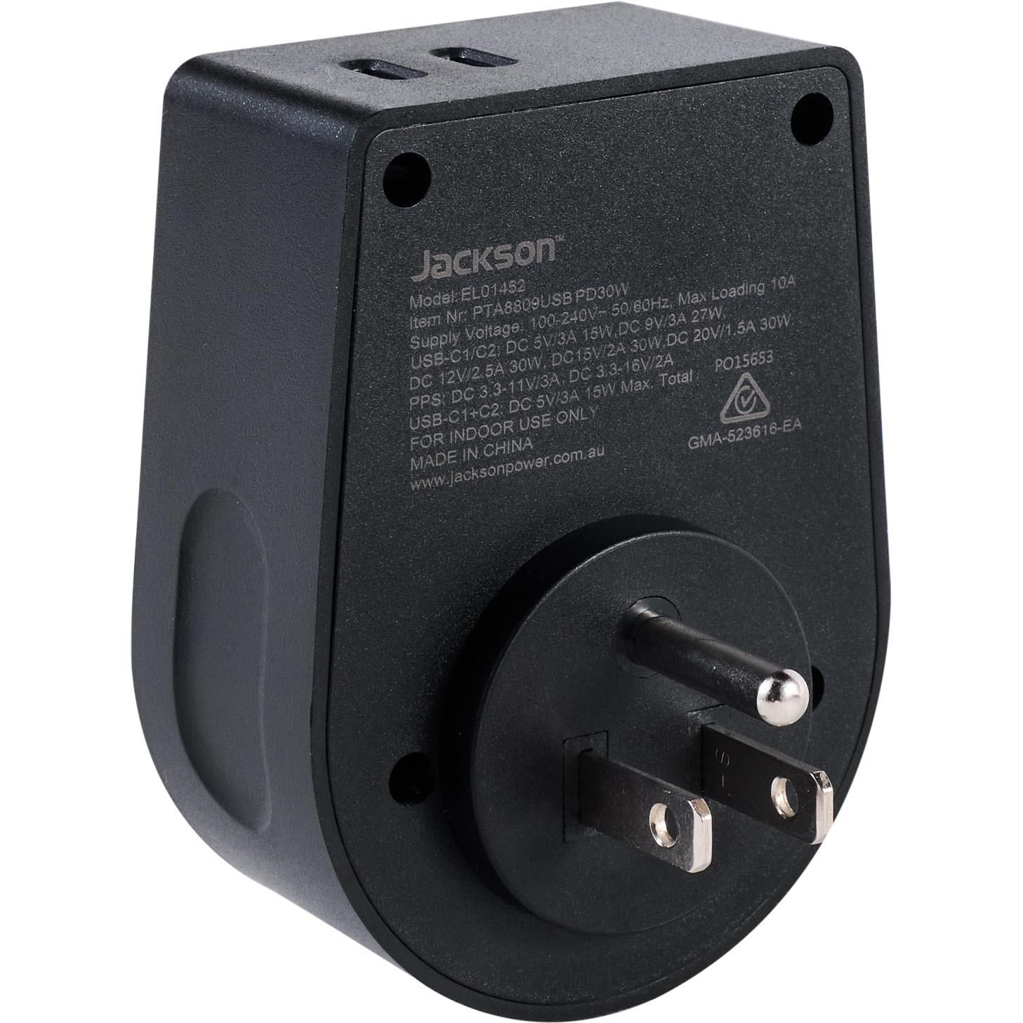 Jackson MOVE Rapid Charge PD30W USB-C Outbound Travel Adaptor for USA. Canada & More