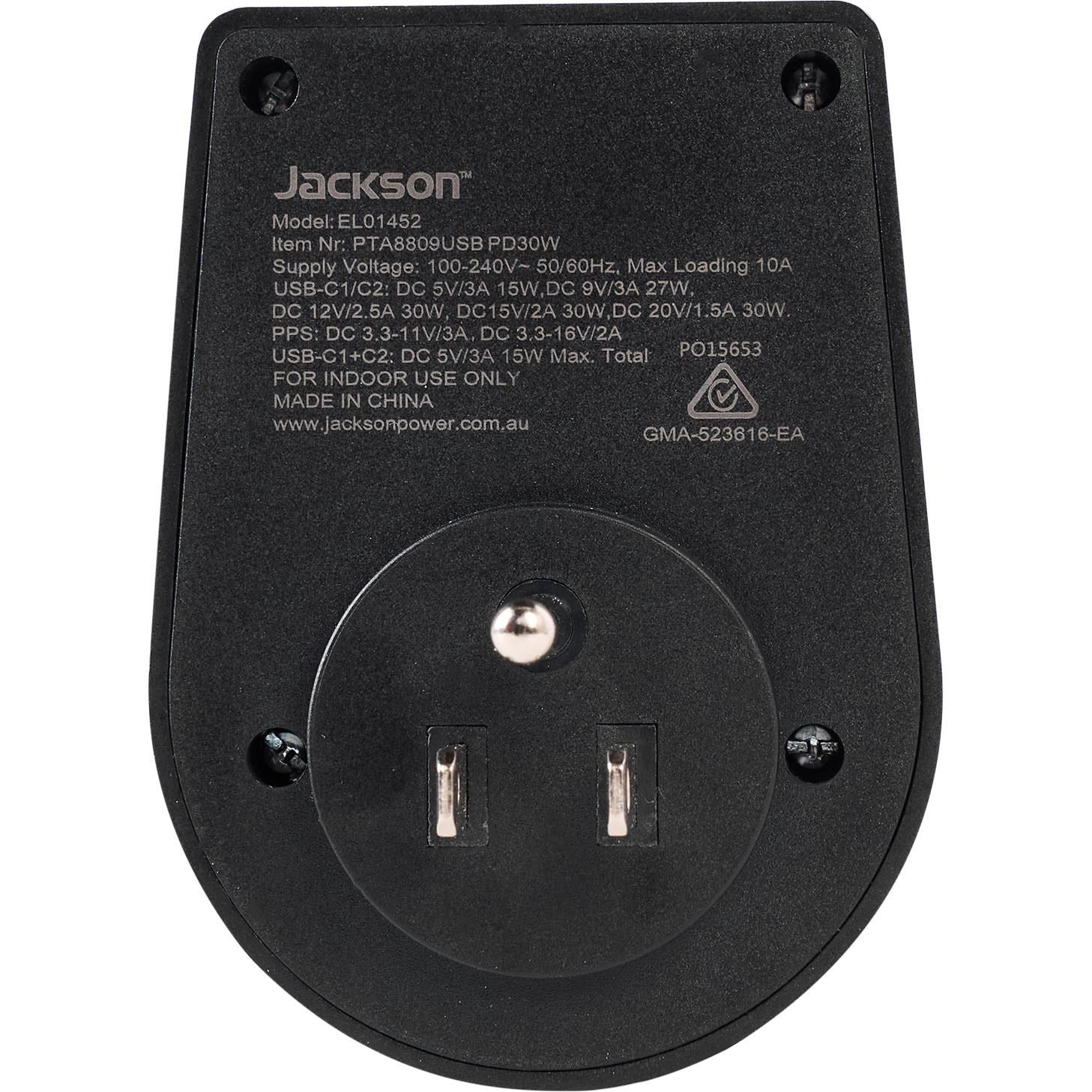 Jackson MOVE Rapid Charge PD30W USB-C Outbound Travel Adaptor for USA. Canada & More