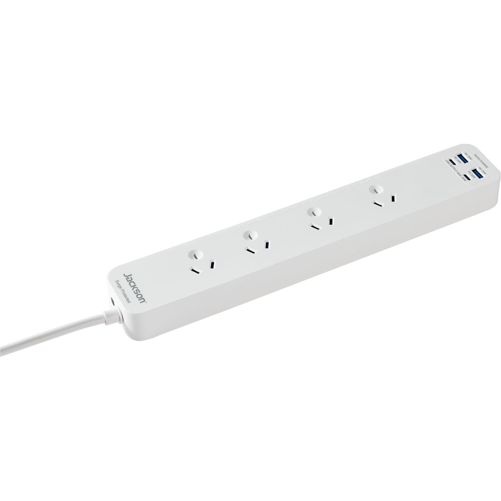 Jackson Rapid Charge 20W USB-A & USB-C 4 Outlet Powerboard (White)