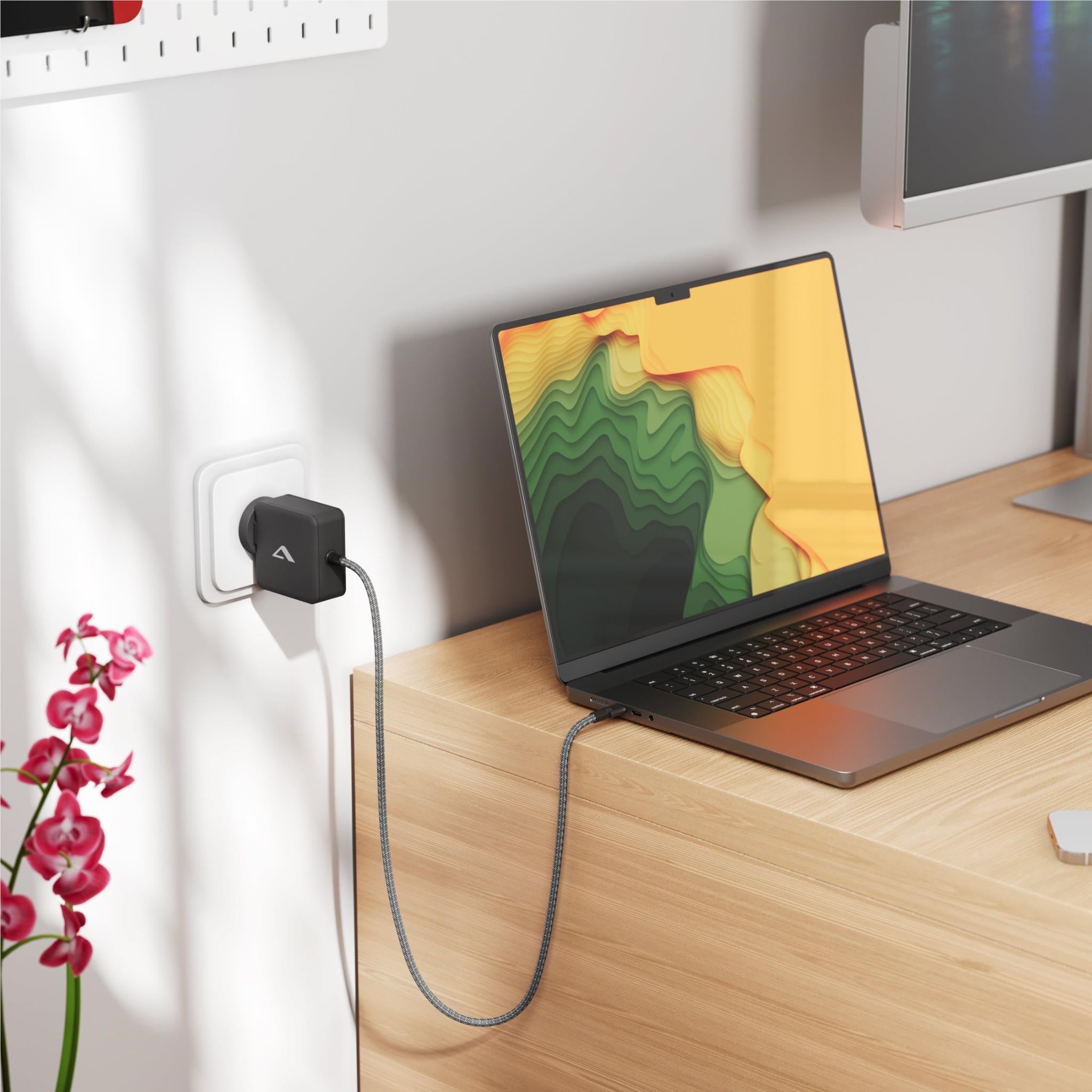 ALOGIC Rapid Power 65W Wall GaN Charger with Fixed USB-C Cable (Black)