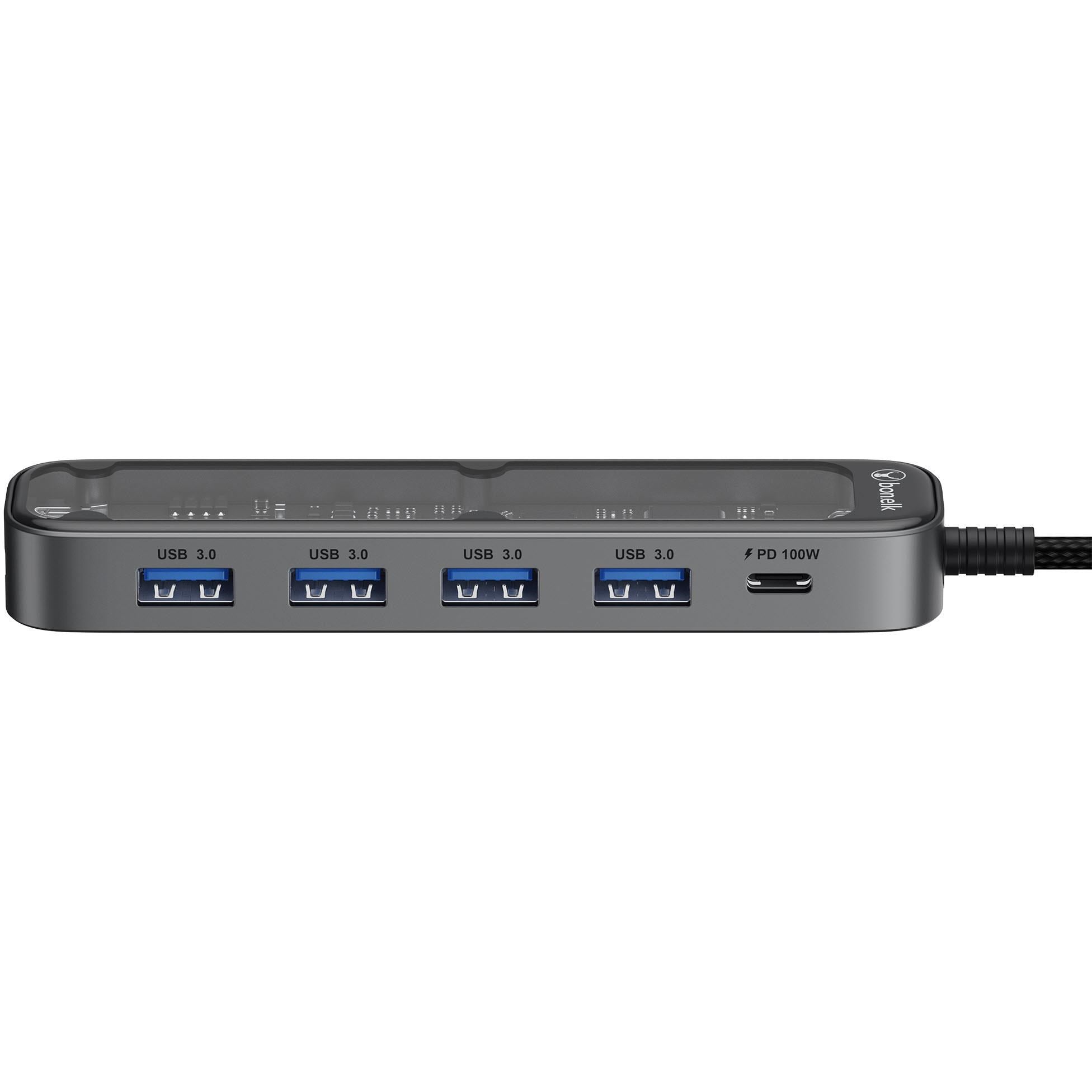Bonelk Vision Long-Life USB-C to 6-in-1 Multiport Hub (SG/Clear)