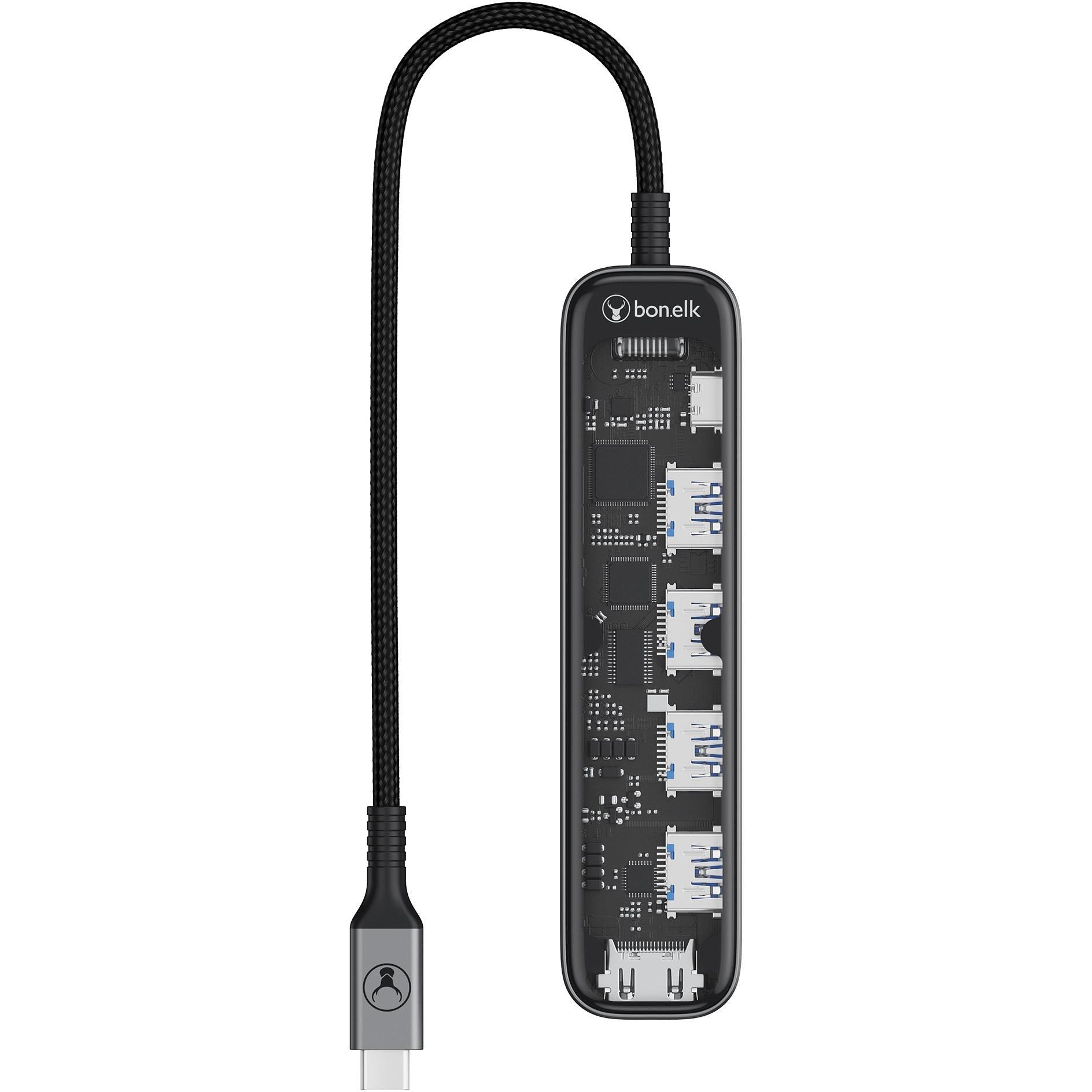 Bonelk Vision Long-Life USB-C to 6-in-1 Multiport Hub (SG/Clear)