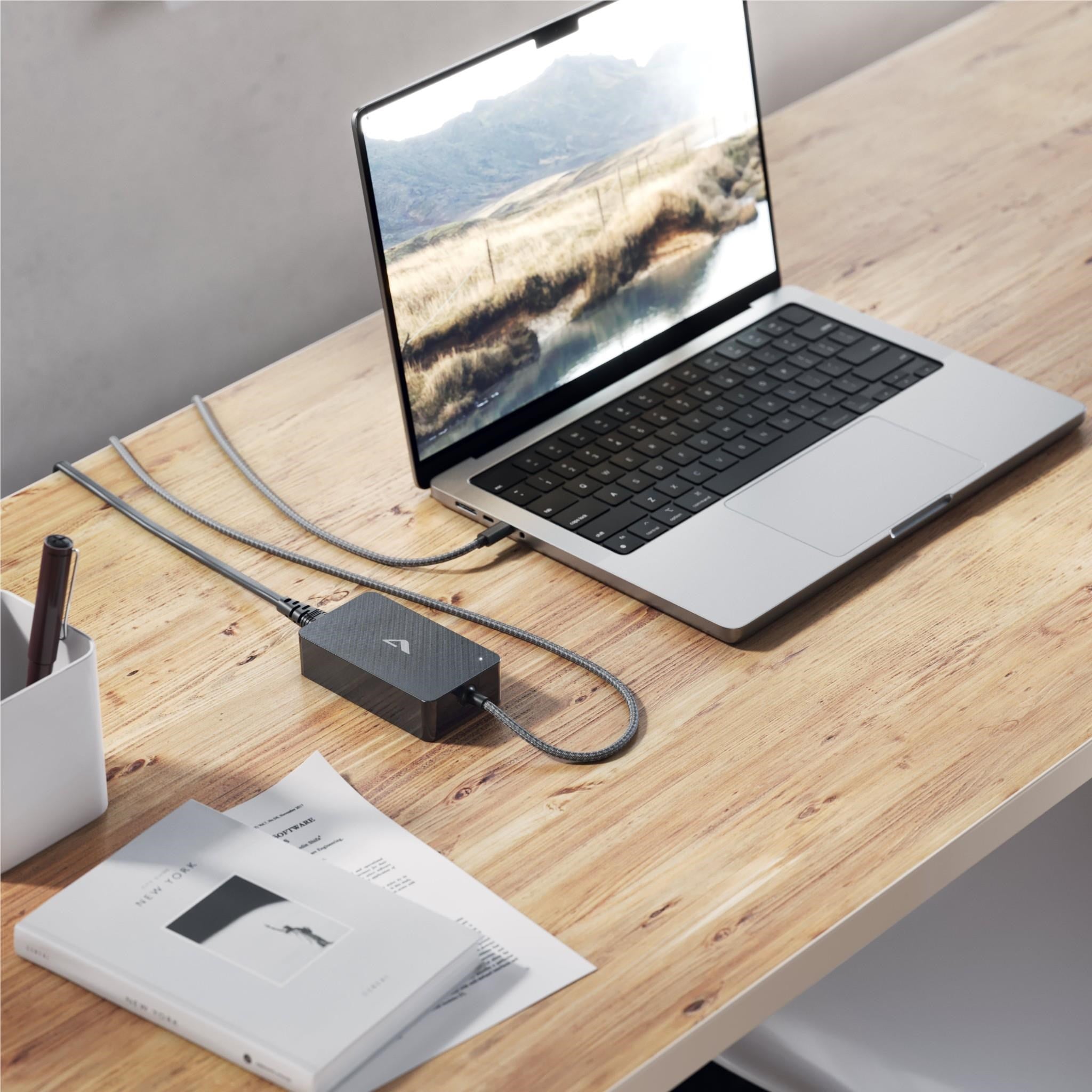 ALOGIC Rapid Power 65W Inline GaN Charger with Fixed USB-C Cable (Black)