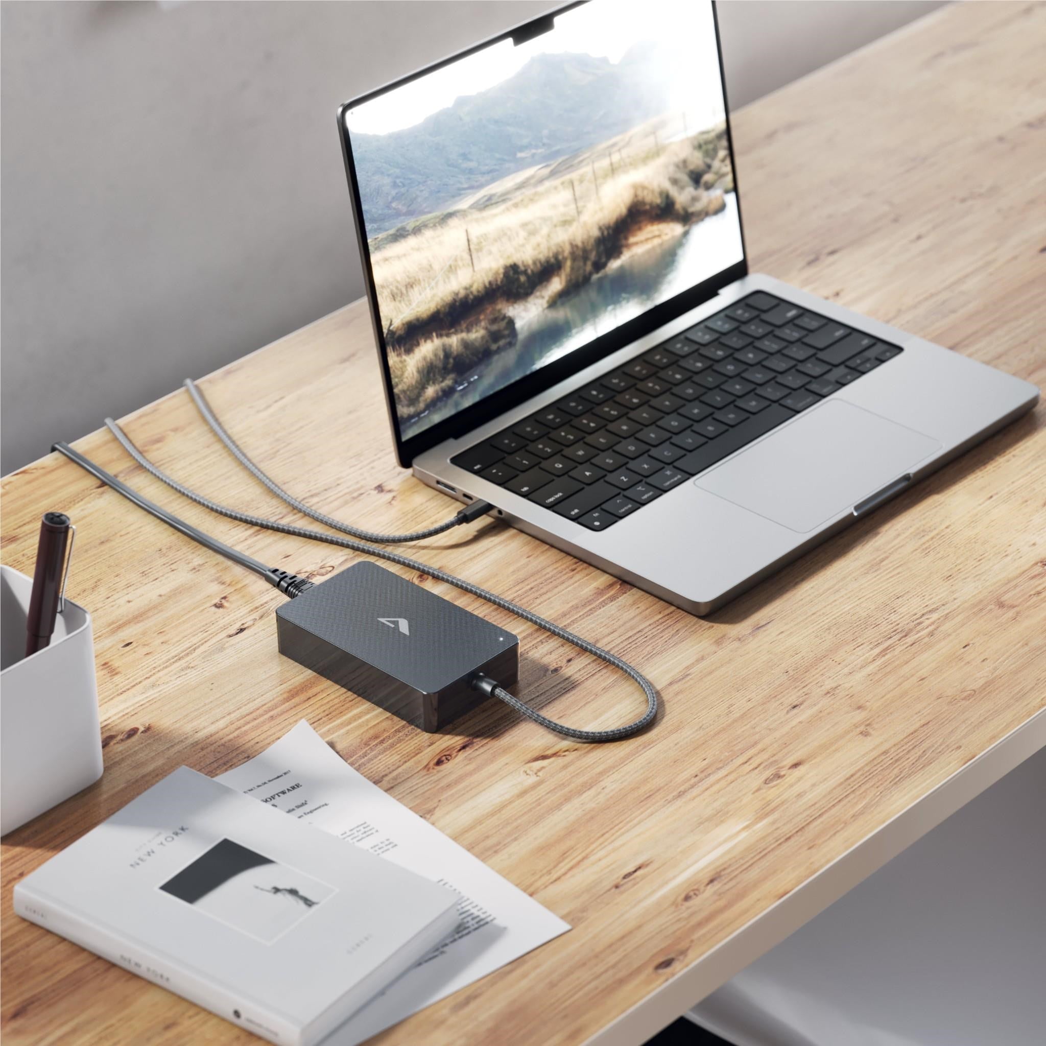 ALOGIC Rapid Power 100W Inline GaN Charger with Fixed USB-C Cable (Black)