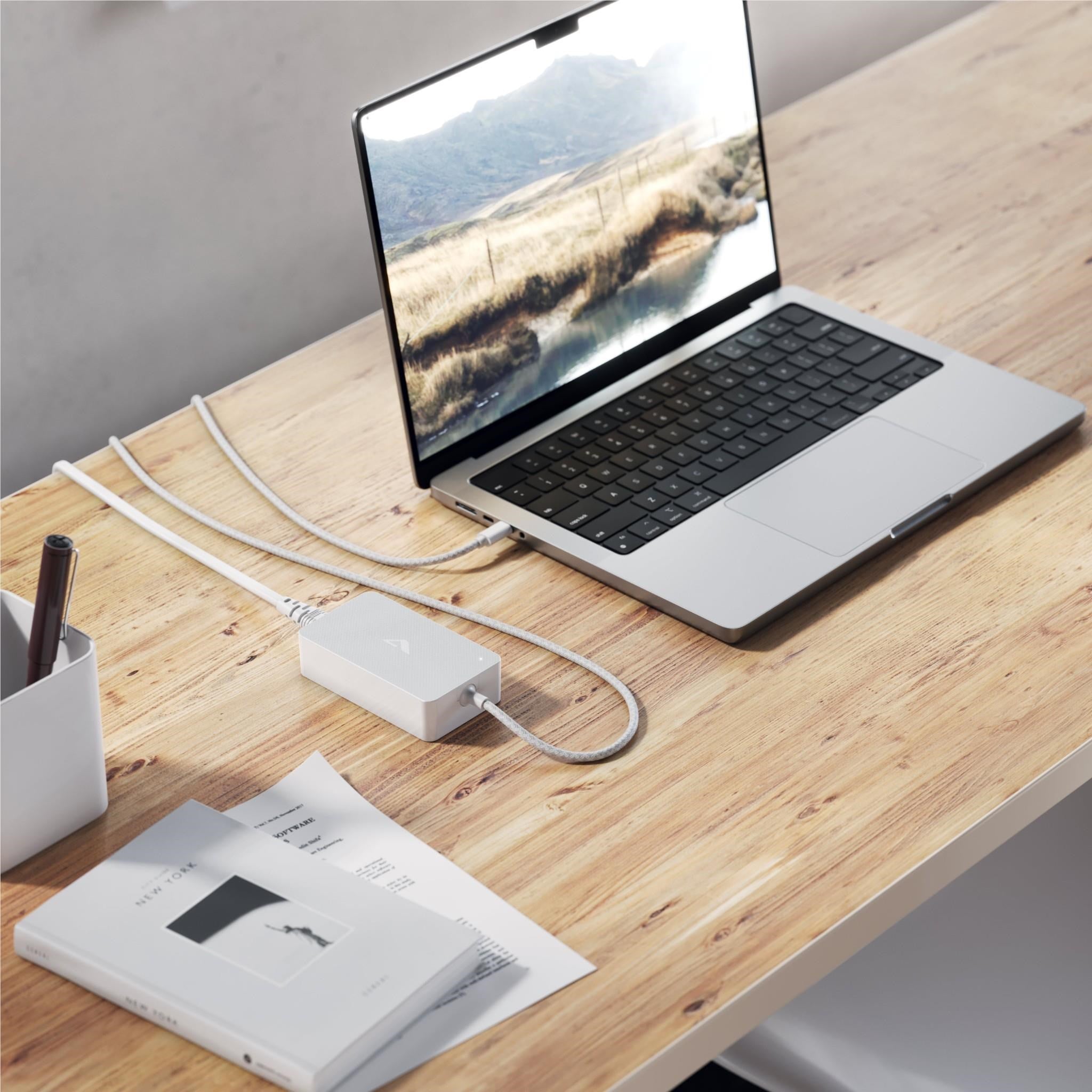 ALOGIC Rapid Power 65W Inline GaN Charger with Fixed USB-C Cable (White)