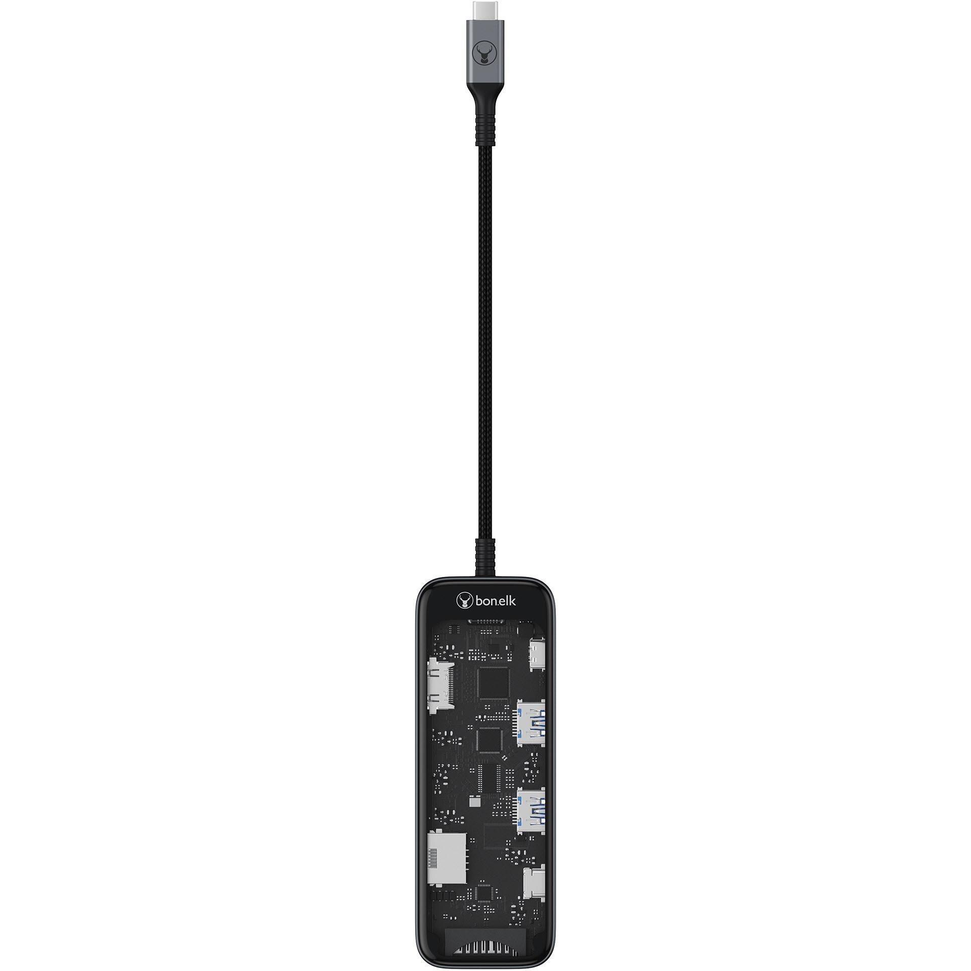 Bonelk Vision Long-Life USB-C to 8-in-1 Multiport Hub (SG/Clear)