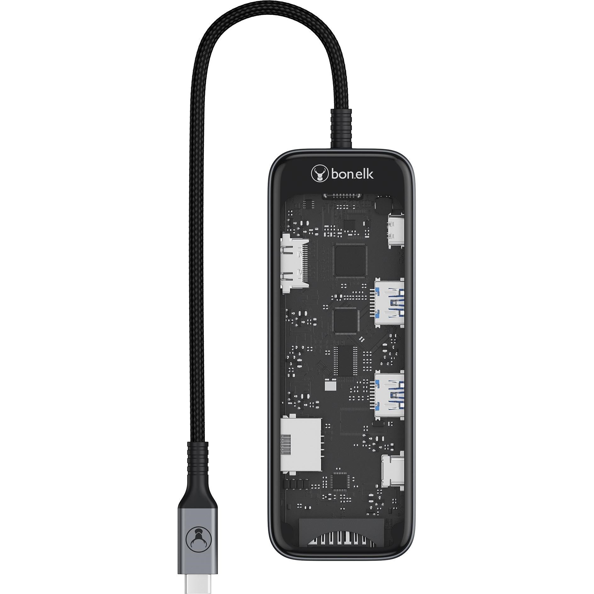 Bonelk Vision Long-Life USB-C to 8-in-1 Multiport Hub (SG/Clear)