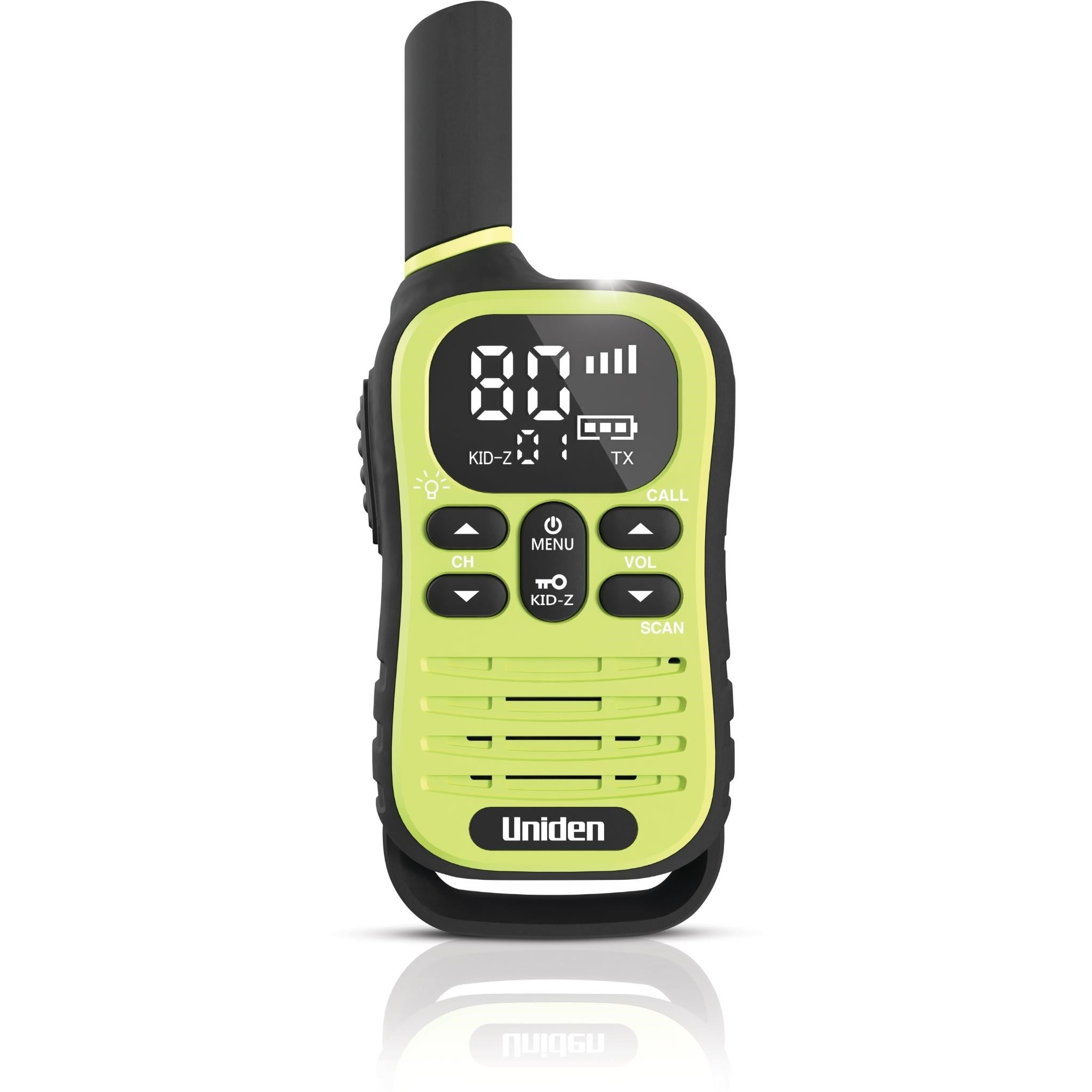 Uniden UH45 Max 0.5W UHF Handheld Radio with Kid-Zone Plus (Blue/Green/Yellow) [3 Pack]