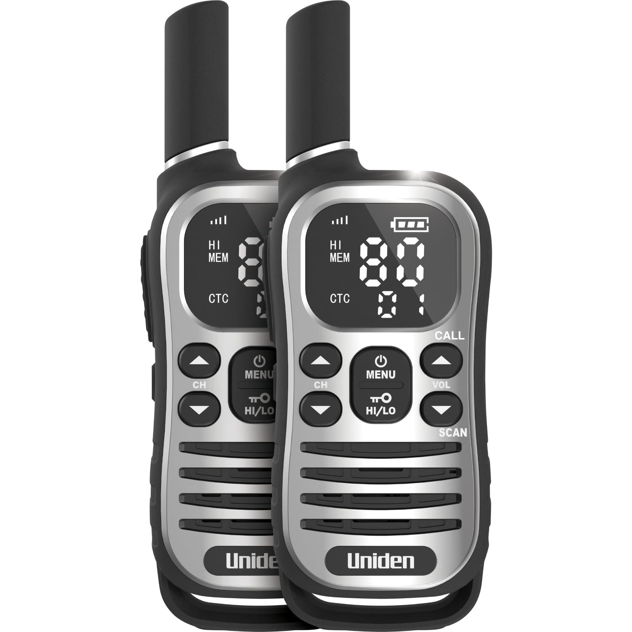 Uniden UH610 Max 1W UHF Handheld Radio with Voice Scramble (Grey) [2 Pack]