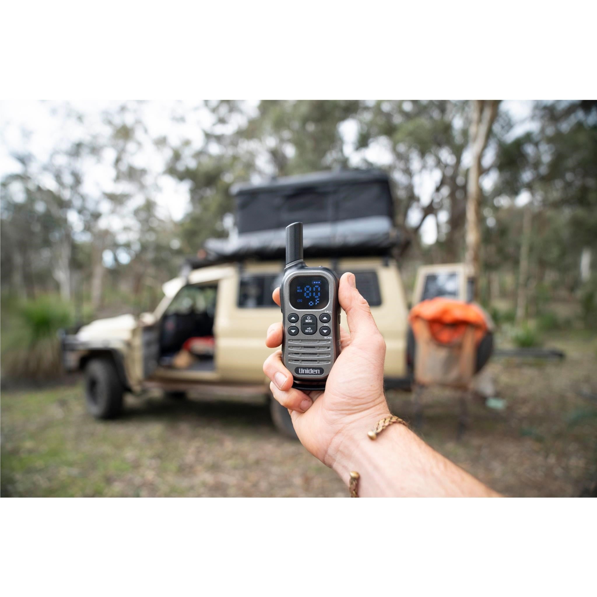 Uniden UH615 Max 1.5W UHF Handheld Radio with Voice Scramble (Grey) [2 Pack]