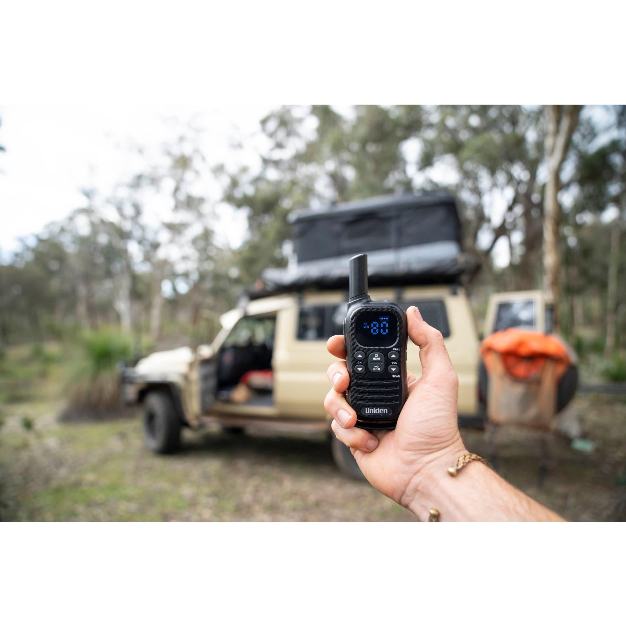 Uniden UH620 Max 2W UHF Handheld Radio with Voice Scramble (Grey) [2 Pack]