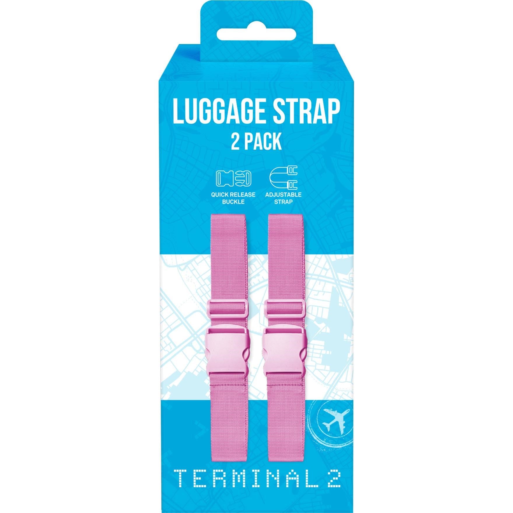 Terminal 2 Luggage Straps 2 Piece (Pink)