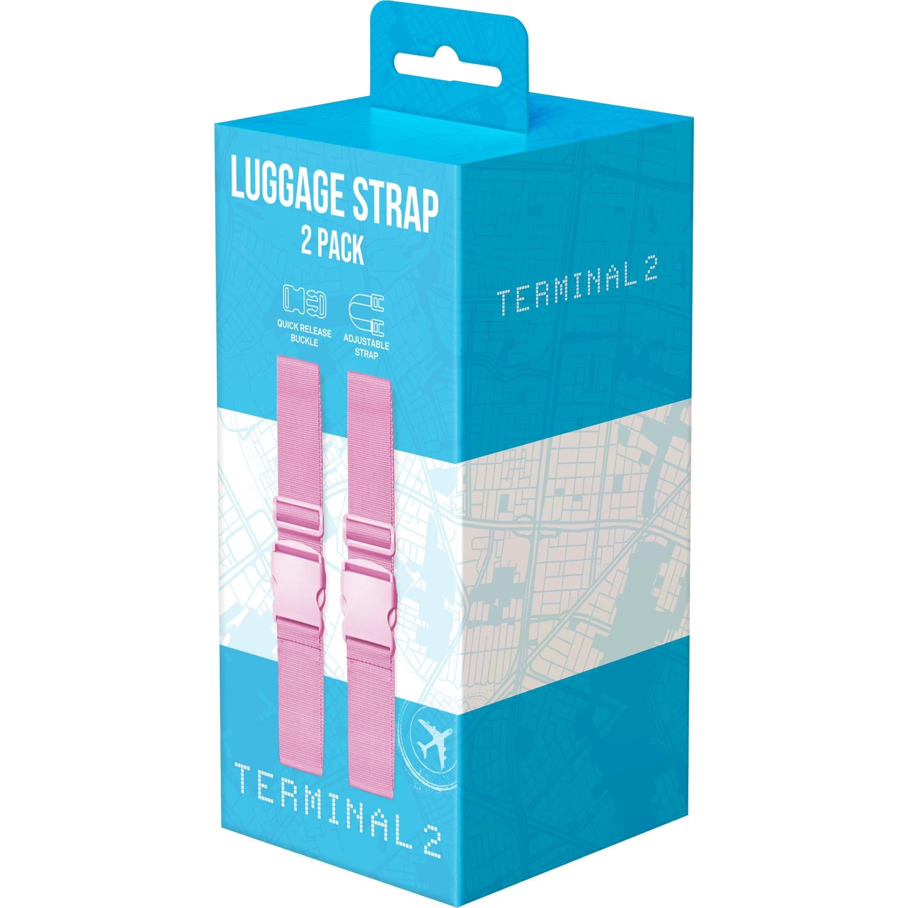 Terminal 2 Luggage Straps 2 Piece (Pink)