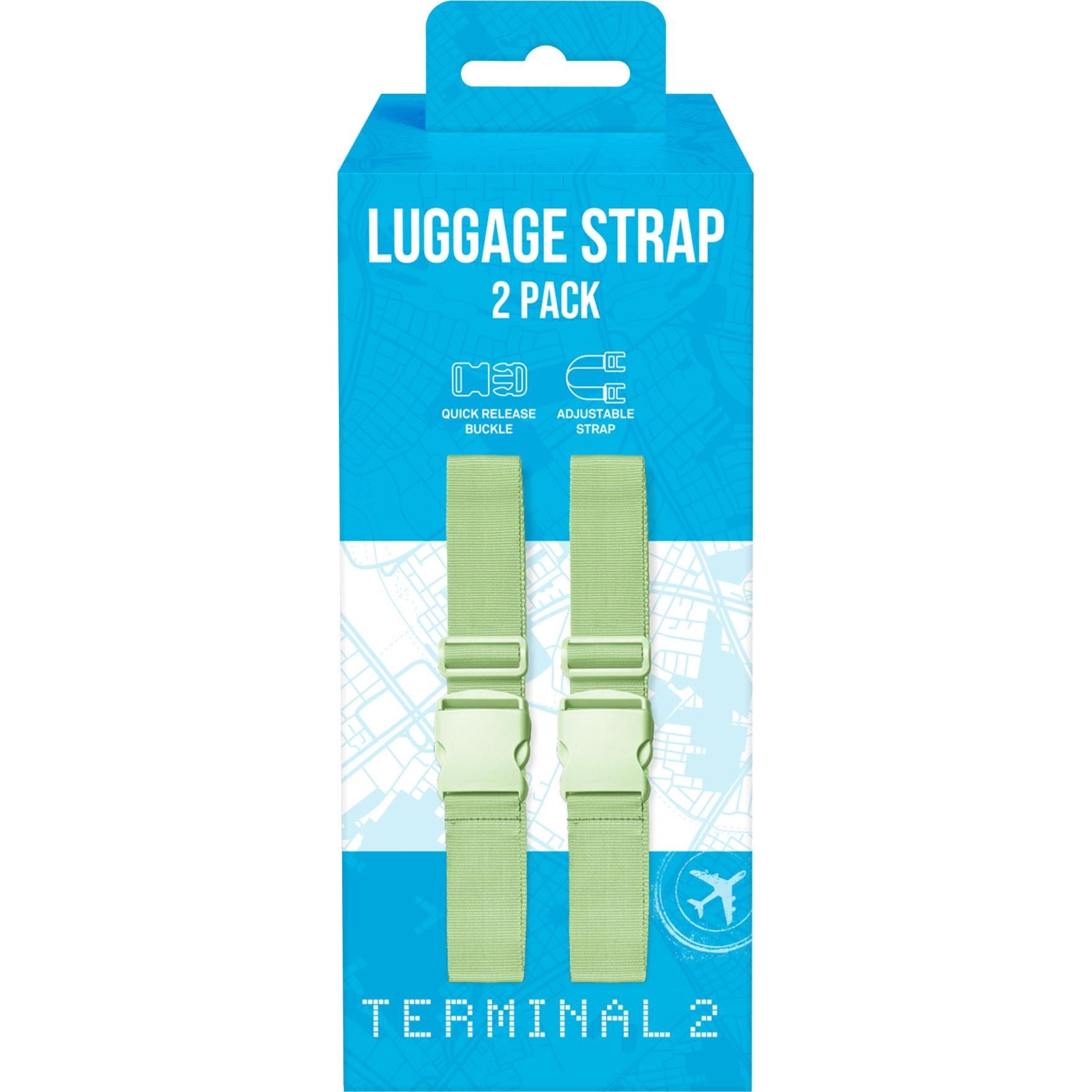 Terminal 2 Luggage Straps 2 Piece (Green)