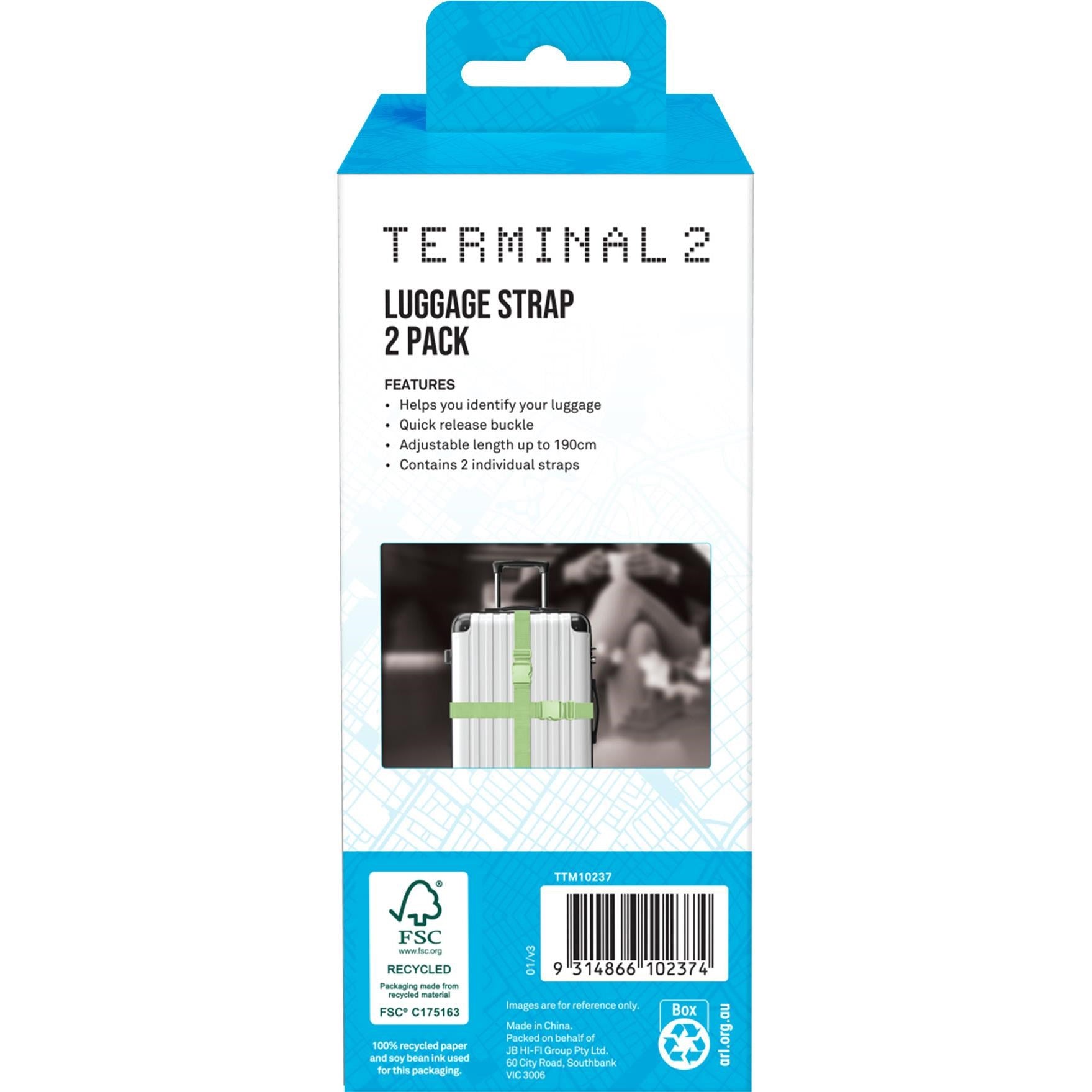 Terminal 2 Luggage Straps 2 Piece (Green)