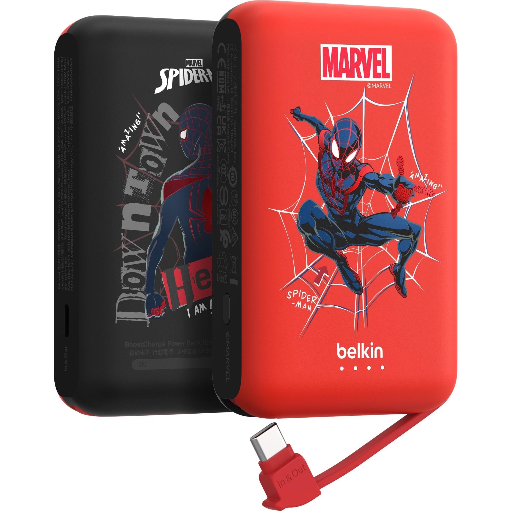 Belkin BoostCharge Power Bank 10K with Integrated Cable (Disney Collection: Marvel Spider-Man)