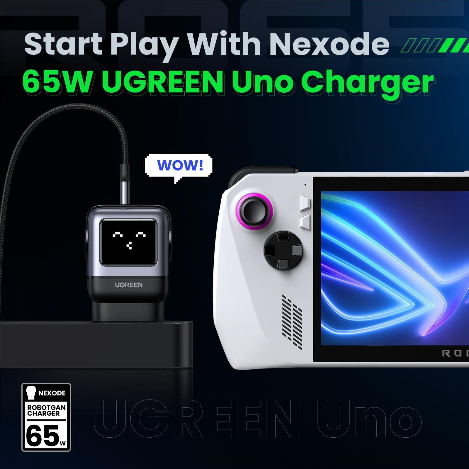 UGREEN UNO 65W Robot GaN 3-Port Charger (Grey)