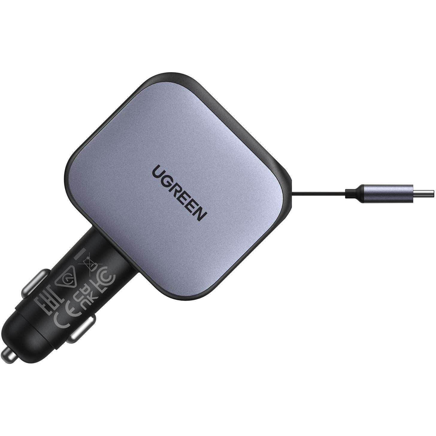 UGREEN 90W Fast Car Charger with Retractable Cable
