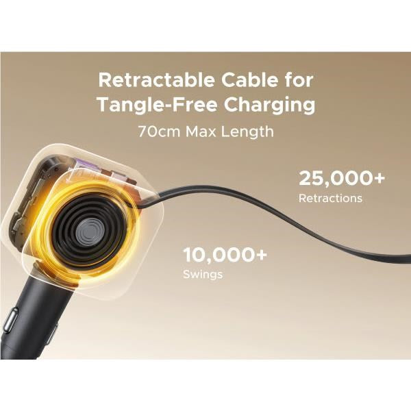 UGREEN 90W Fast Car Charger with Retractable Cable