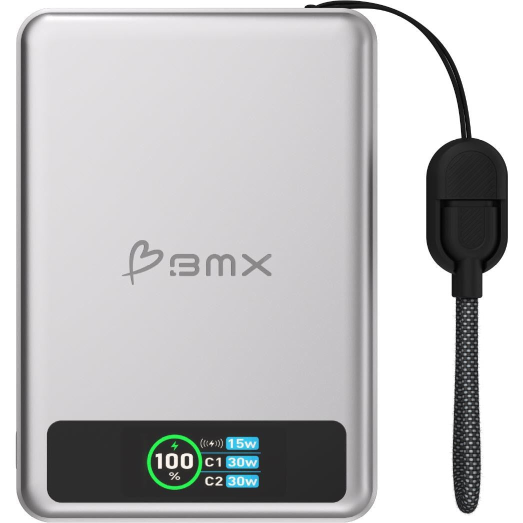 BMX SolidSafe 10K Semi-Solid-State Magnetic Power Bank (Silver)