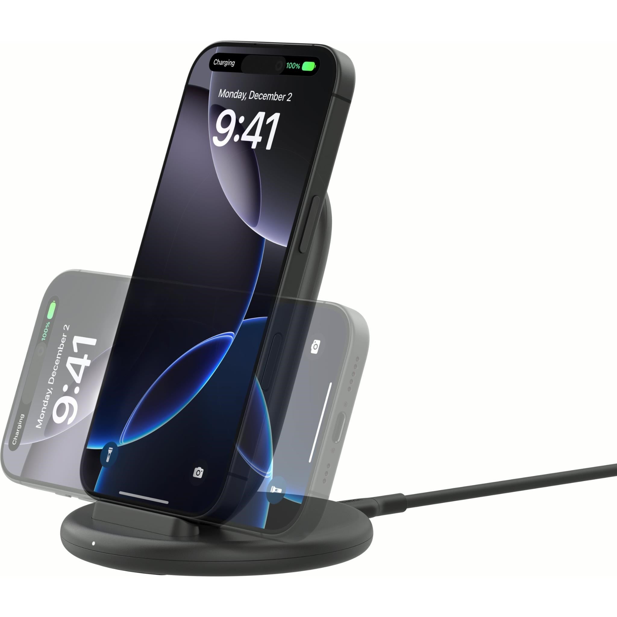 Belkin BoostCharge Wireless Charging Stand 15W with Wall Adapter (Black)