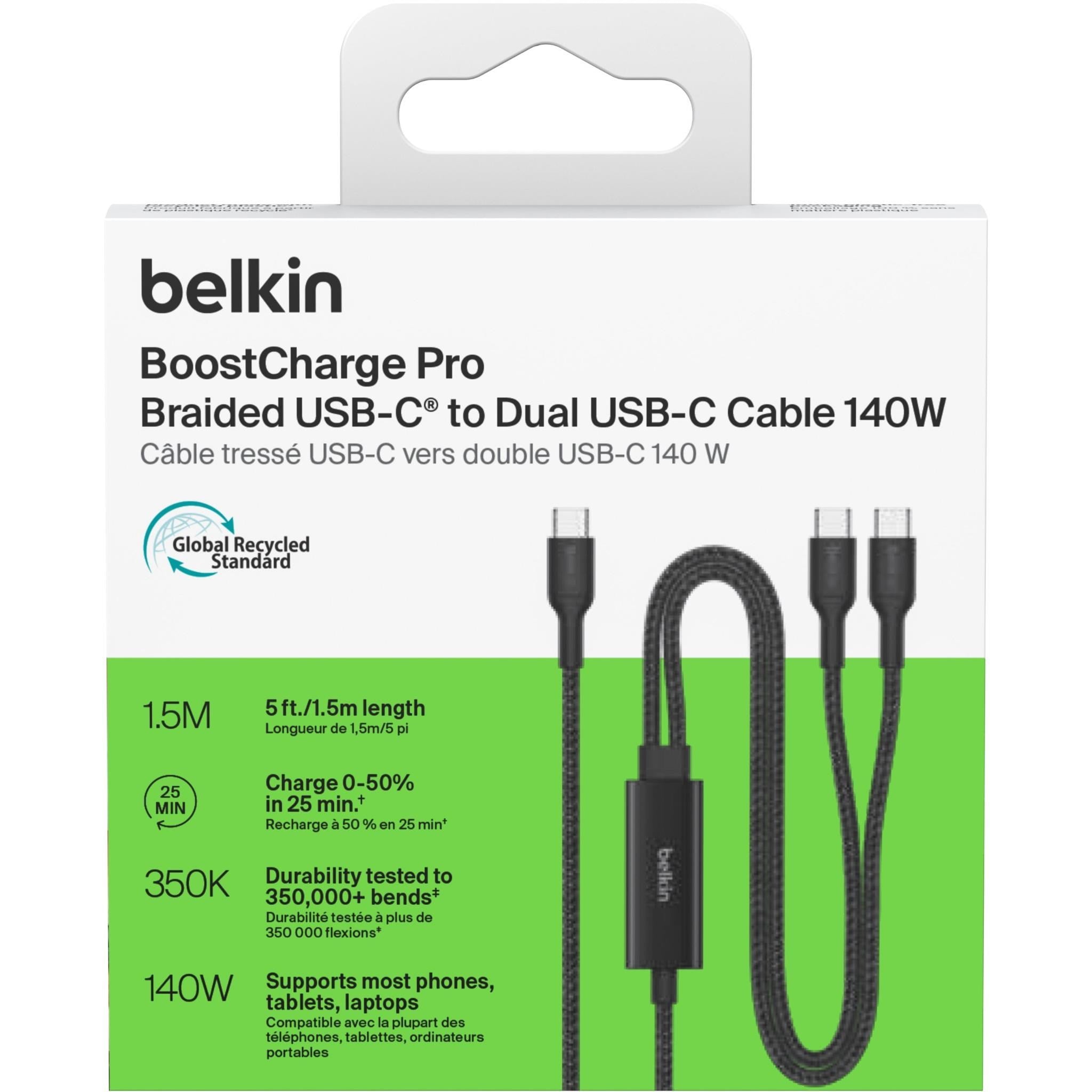 Belkin BoostCharge Pro 140W Dual USB-C to C Cable 1.5m (Black)