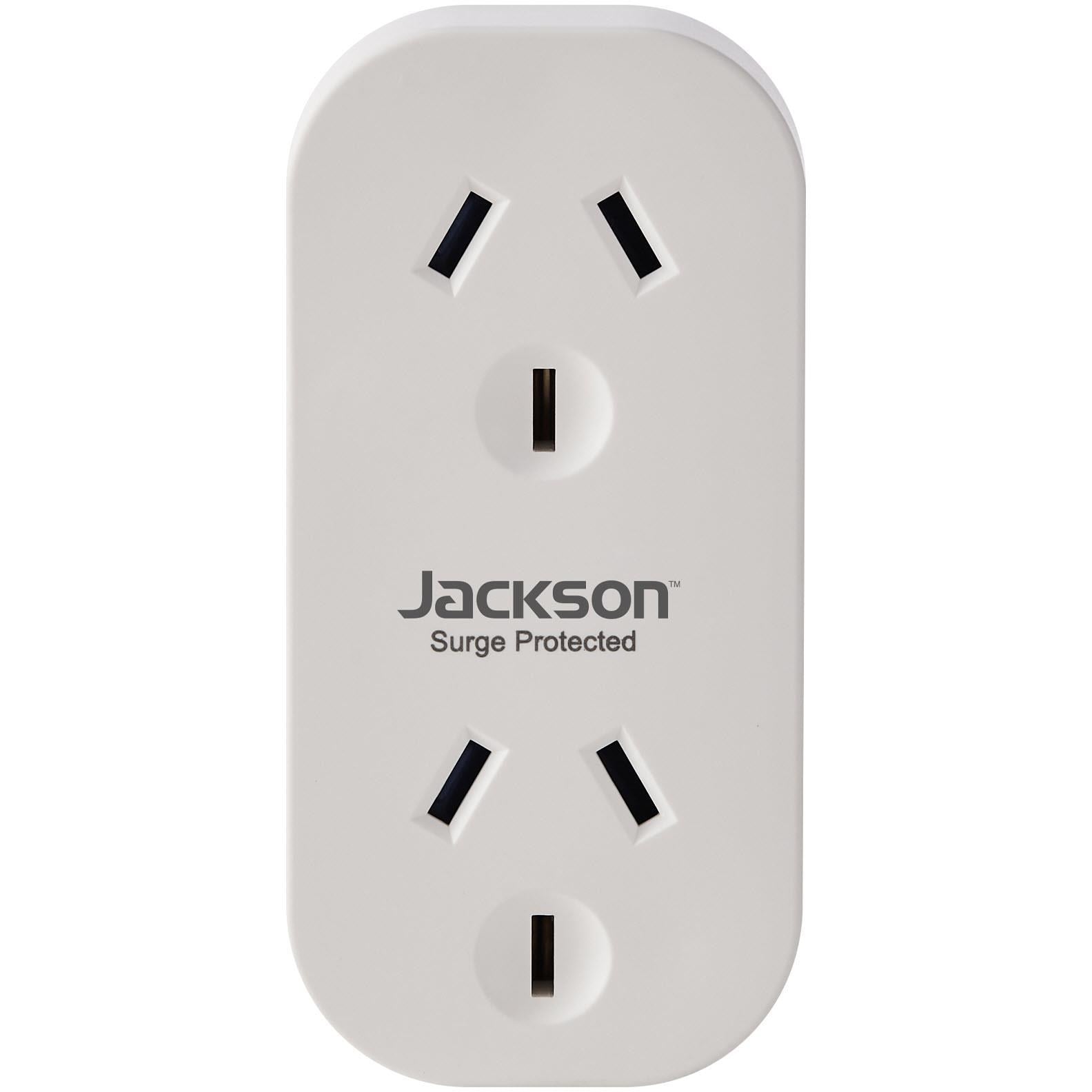 Jackson Vertical Double Adaptor w/ 2 x Power Socket Outlets Surge Protection