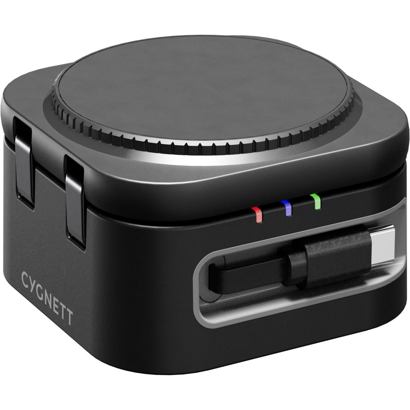 Cygnett ChargeBase Wireless 3-in-1 Charger with Retractable USB-C Cable (Black)