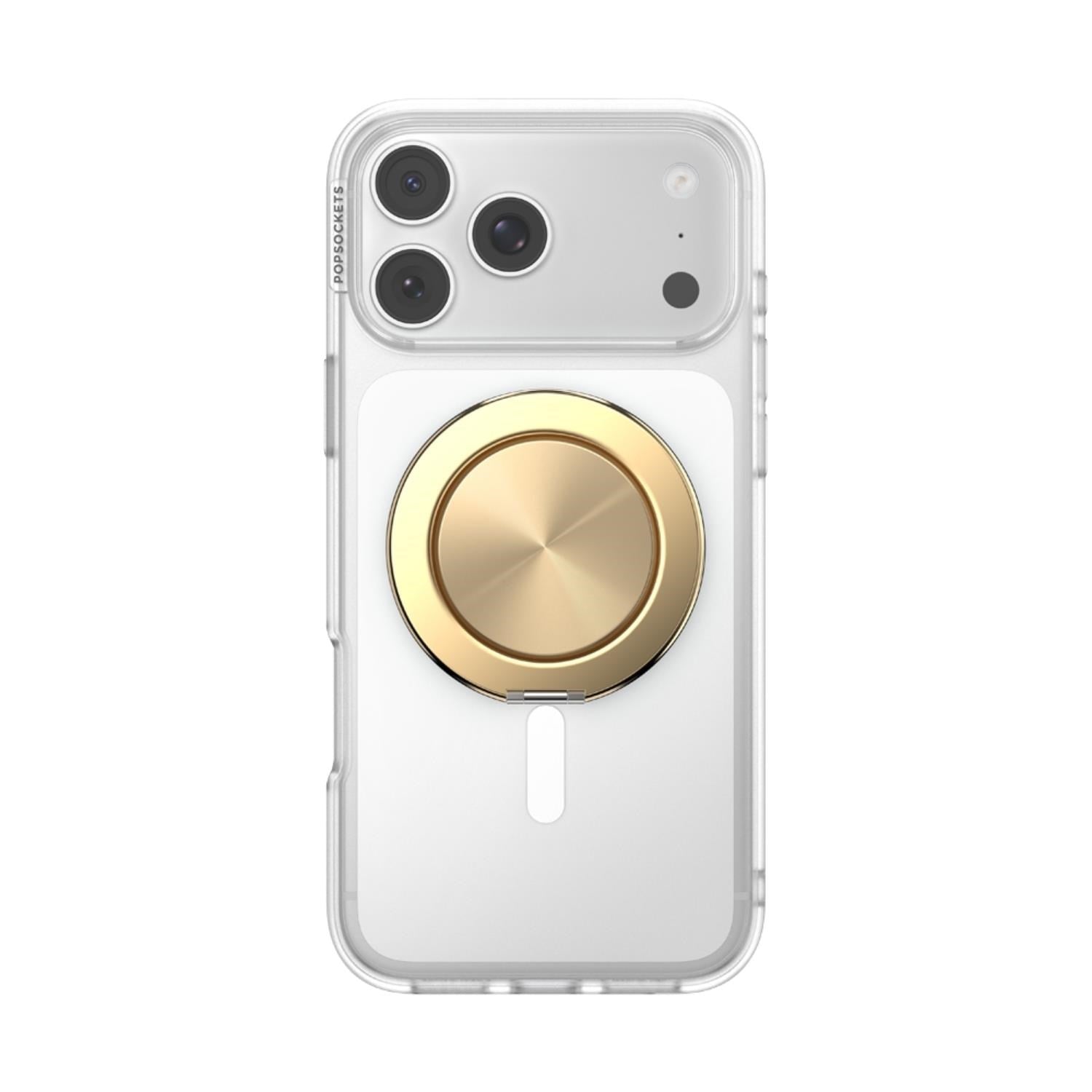 PopSockets PopGrip MagSafe Phone Grip/Stand with Swappable Top Kickout (Alum Radial Gold)