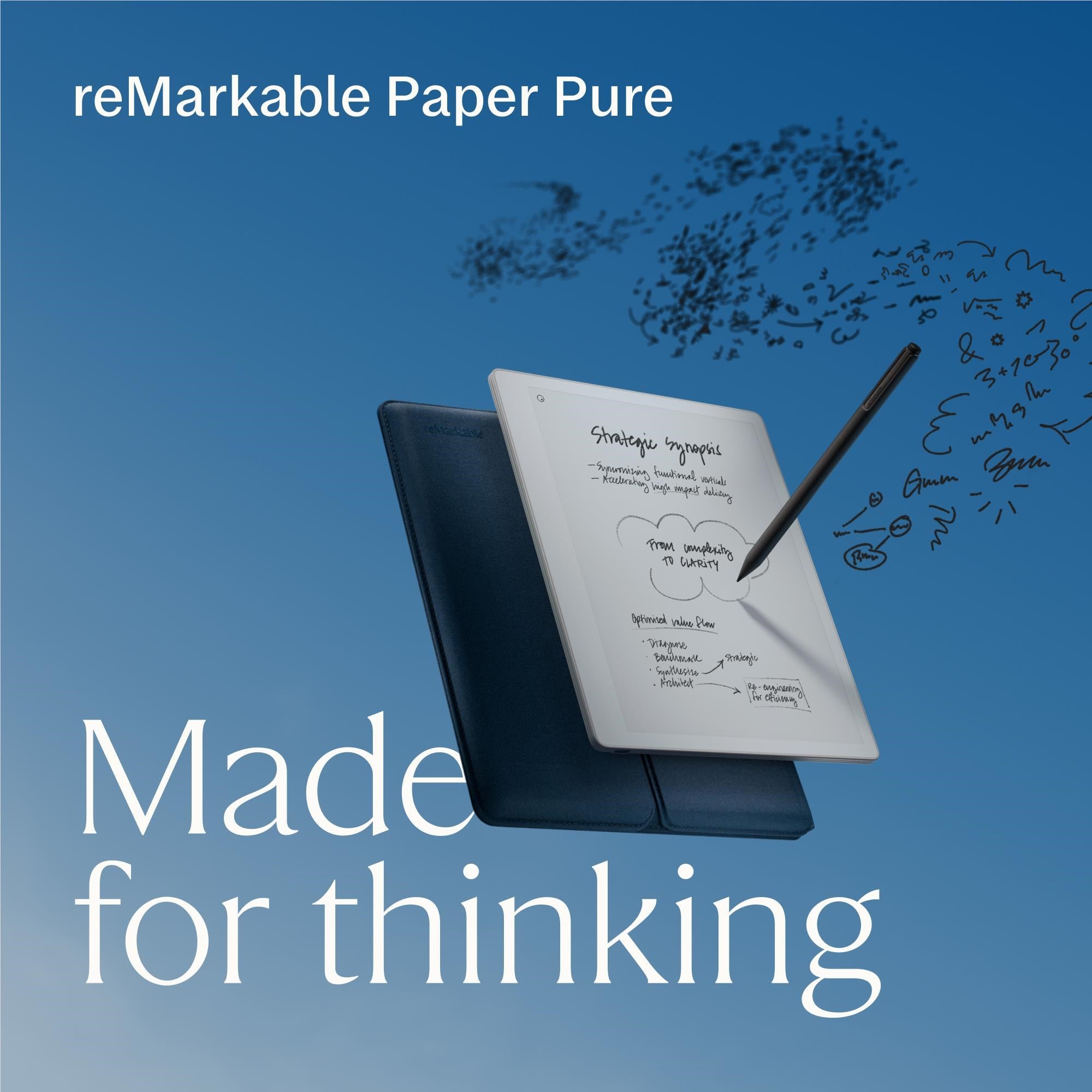 reMarkable Paper Pure with Marker Plus and Sleeve Folio Polymerweave (Ocean Blue)