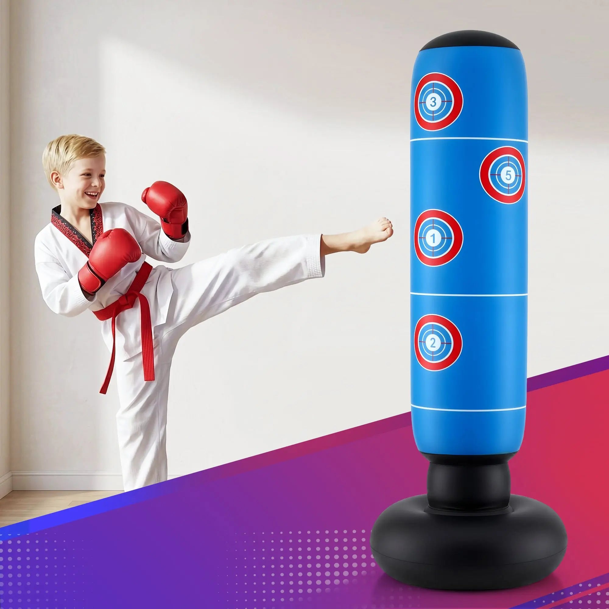 Everfit Freestanding Punching Bag Boxing Stand Inflatable Fitness 164cm Blue Wholesale Hub