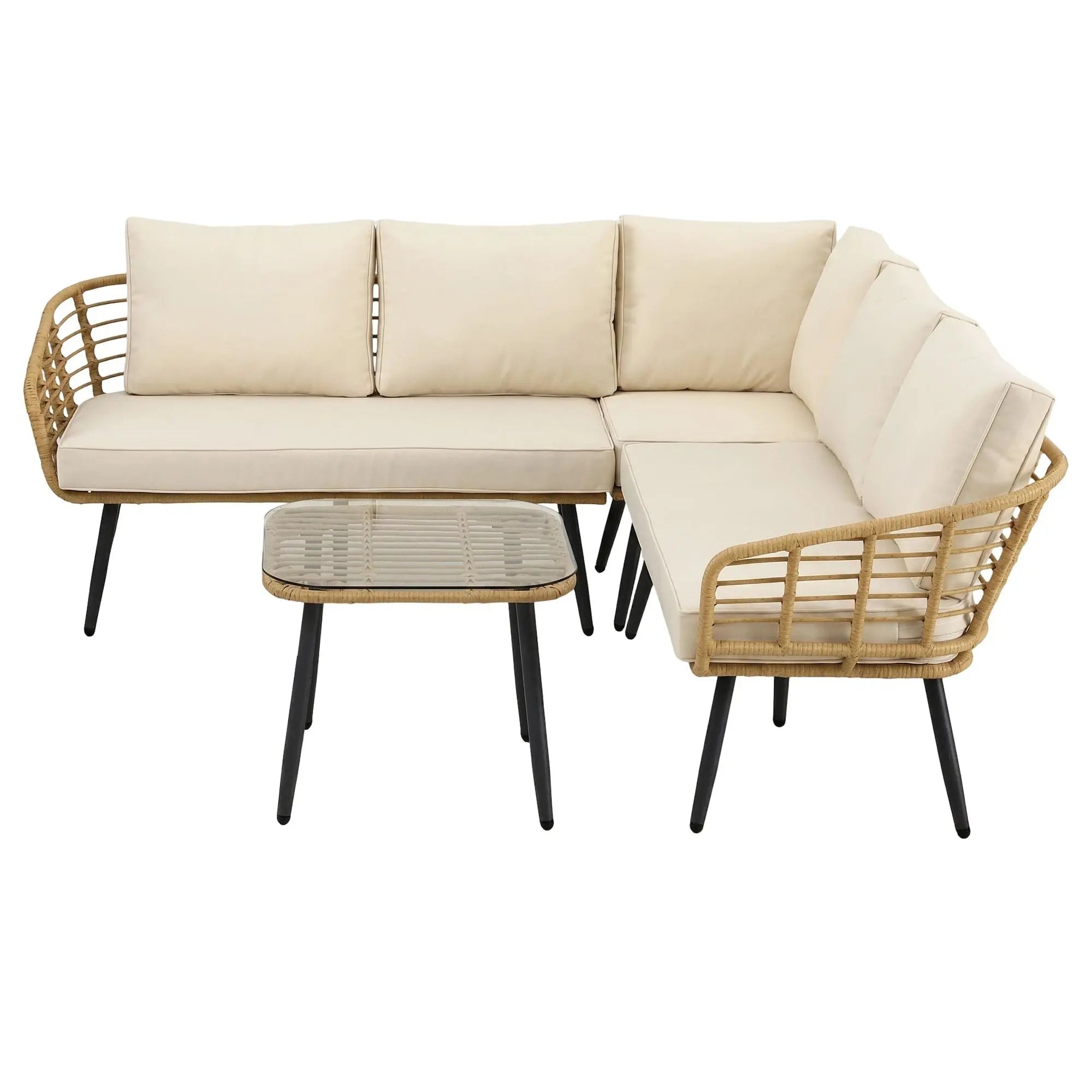 Gardeon 4-Piece Modular Outdoor Sofa Set with Cushions 5 Seater Rattan Furniture Wholesale Hub