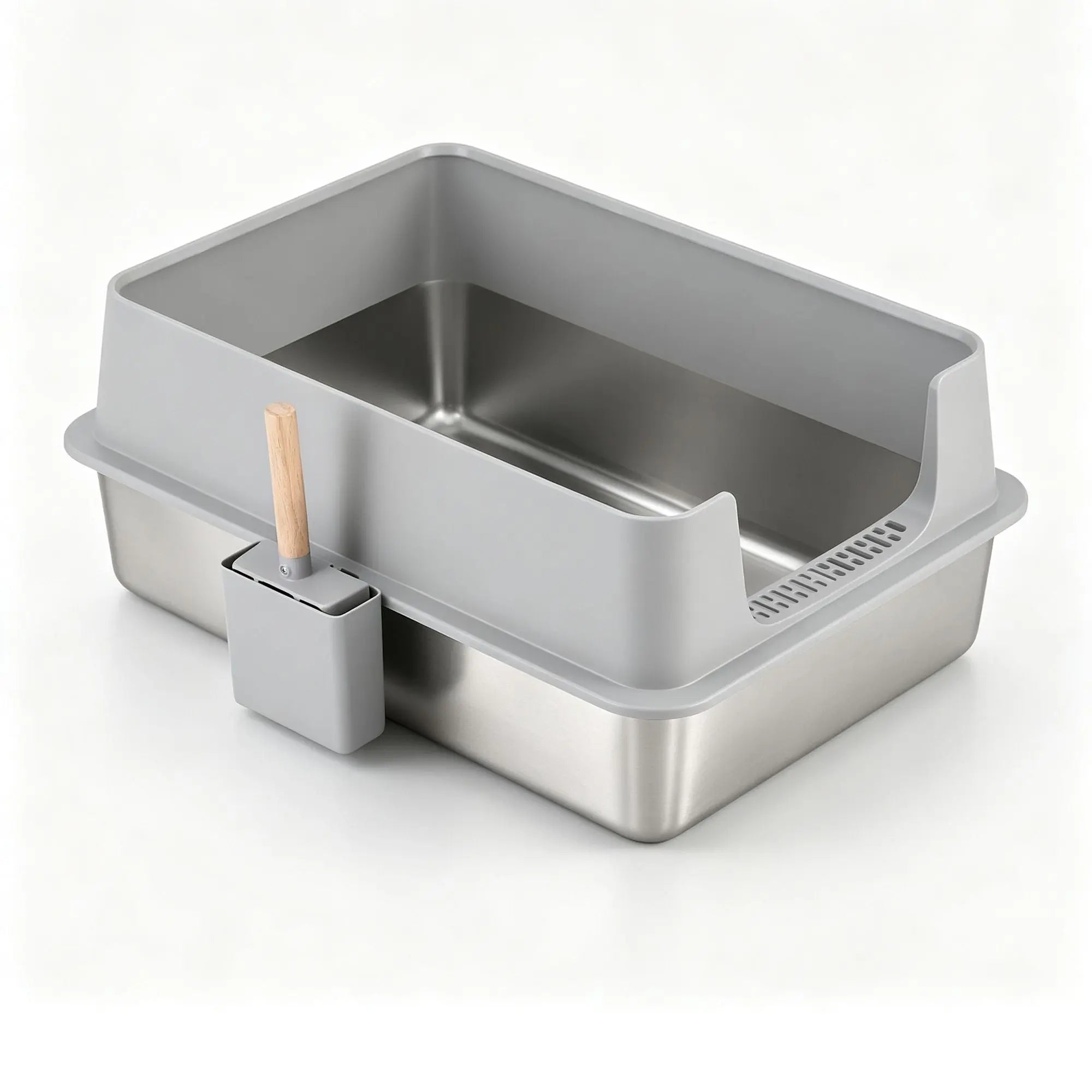 i.Pet XXL Cat Litter Box Stainless Steel Jumbo Semi-Enclosed Pet Kitty Toilet Grey Wholesale Hub